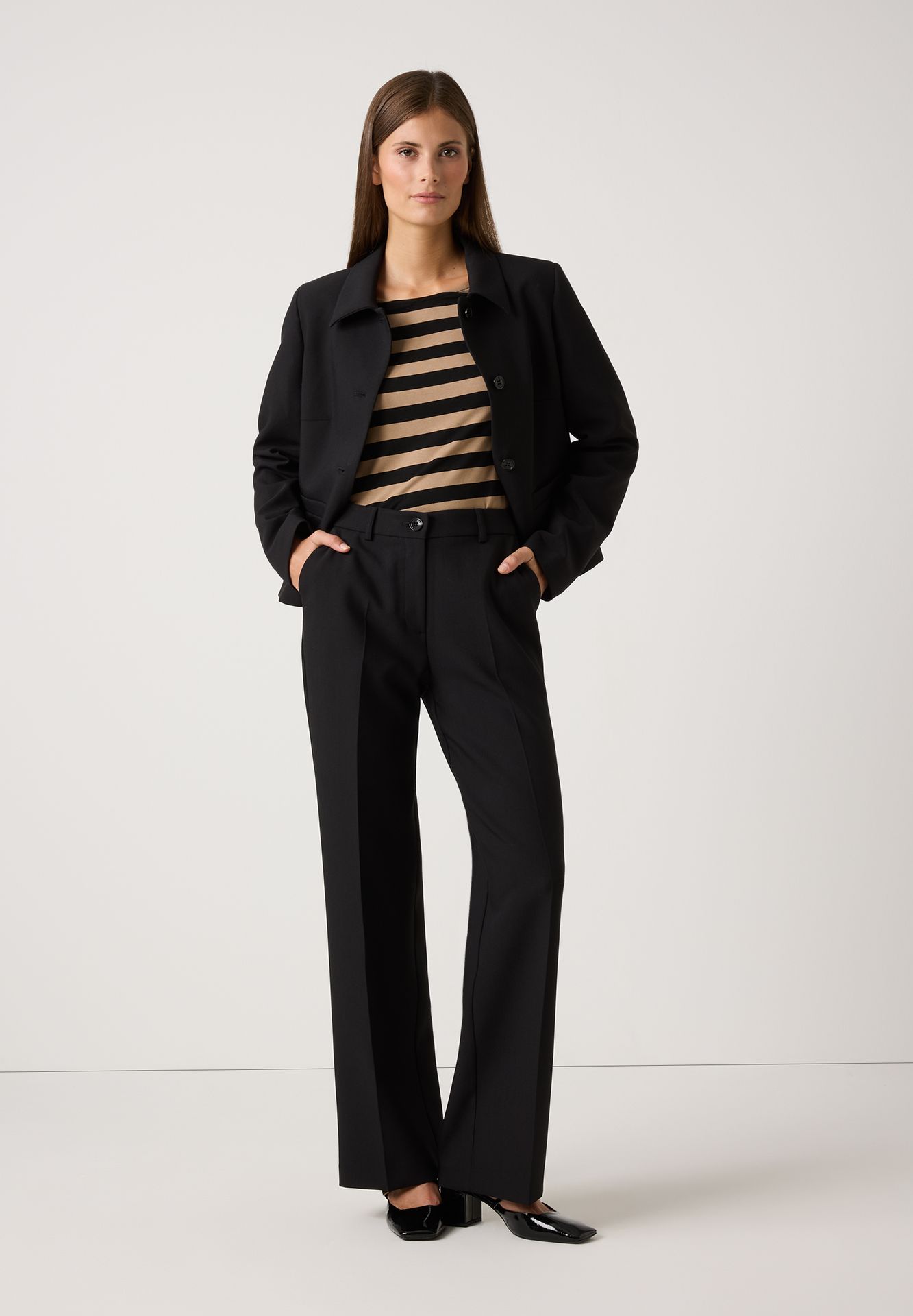 3/4-Arm-Shirt mit Blockringel aus Viskose-Jersey