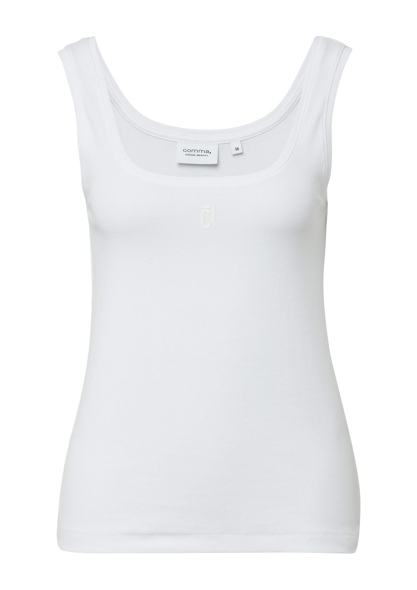Sportliches Tanktop mit dezentem Logo-Print in Baumwoll-Ripp