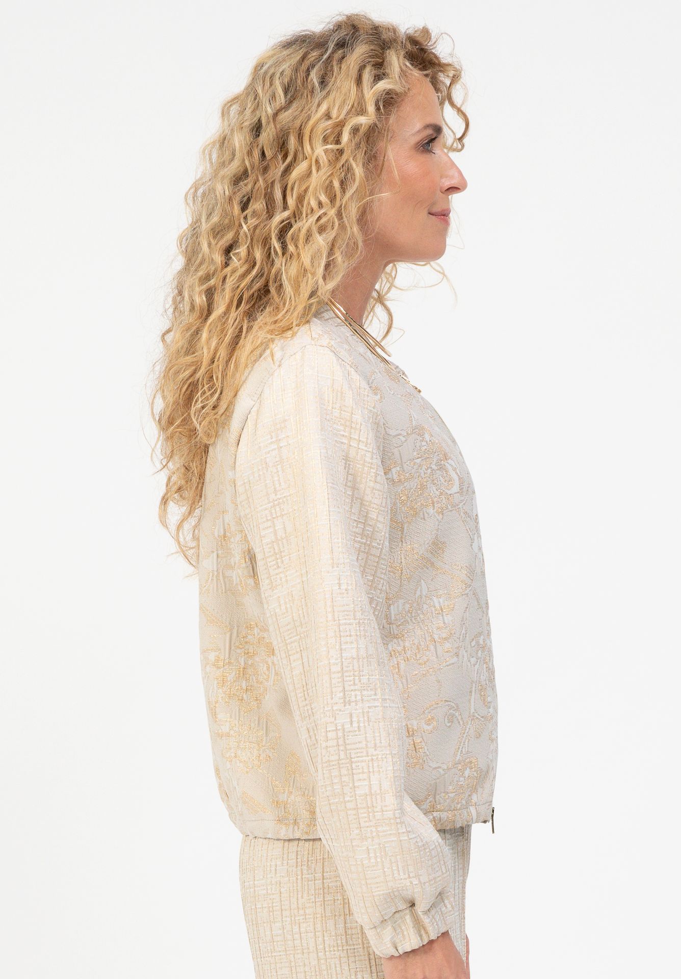 elegante Blouson-Jacke "RACHEL" mit glänzendem Webmuster und 2-Wege-Reißverschluss