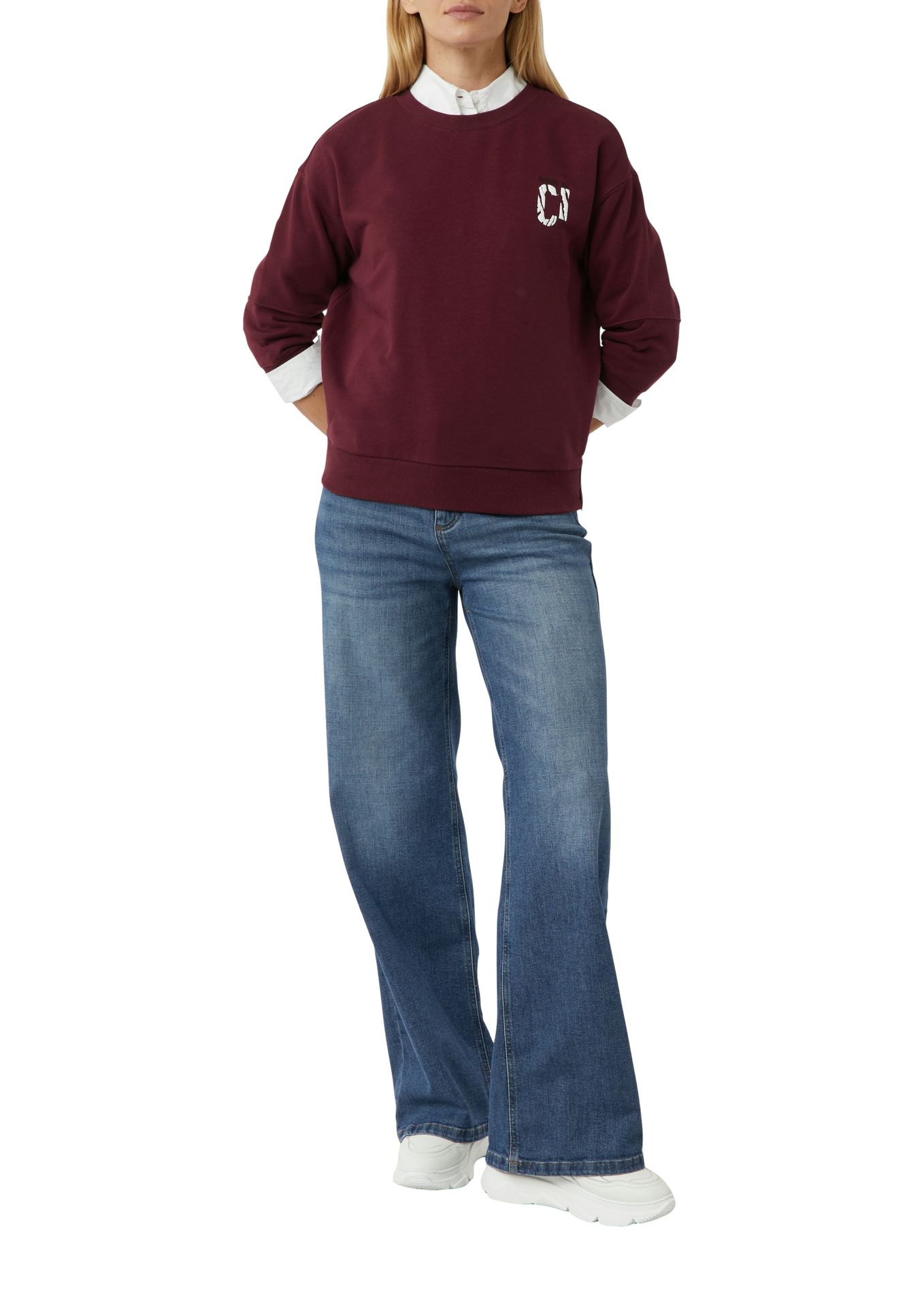 sportliches 3/4 Arm-Sweatshirt mit College-Print