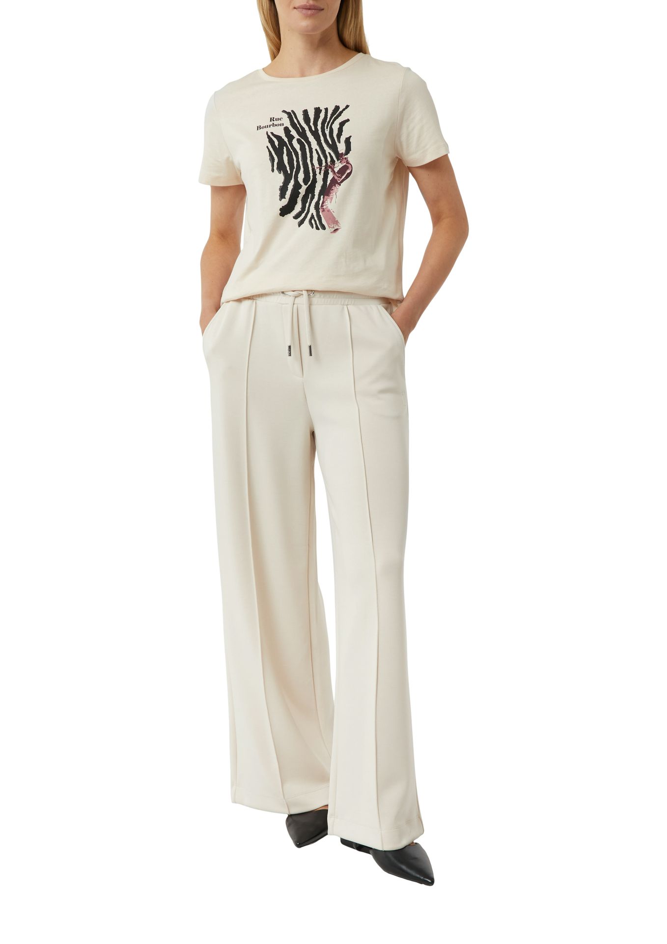 uni Baumwoll-T-Shirt mit Frontprint