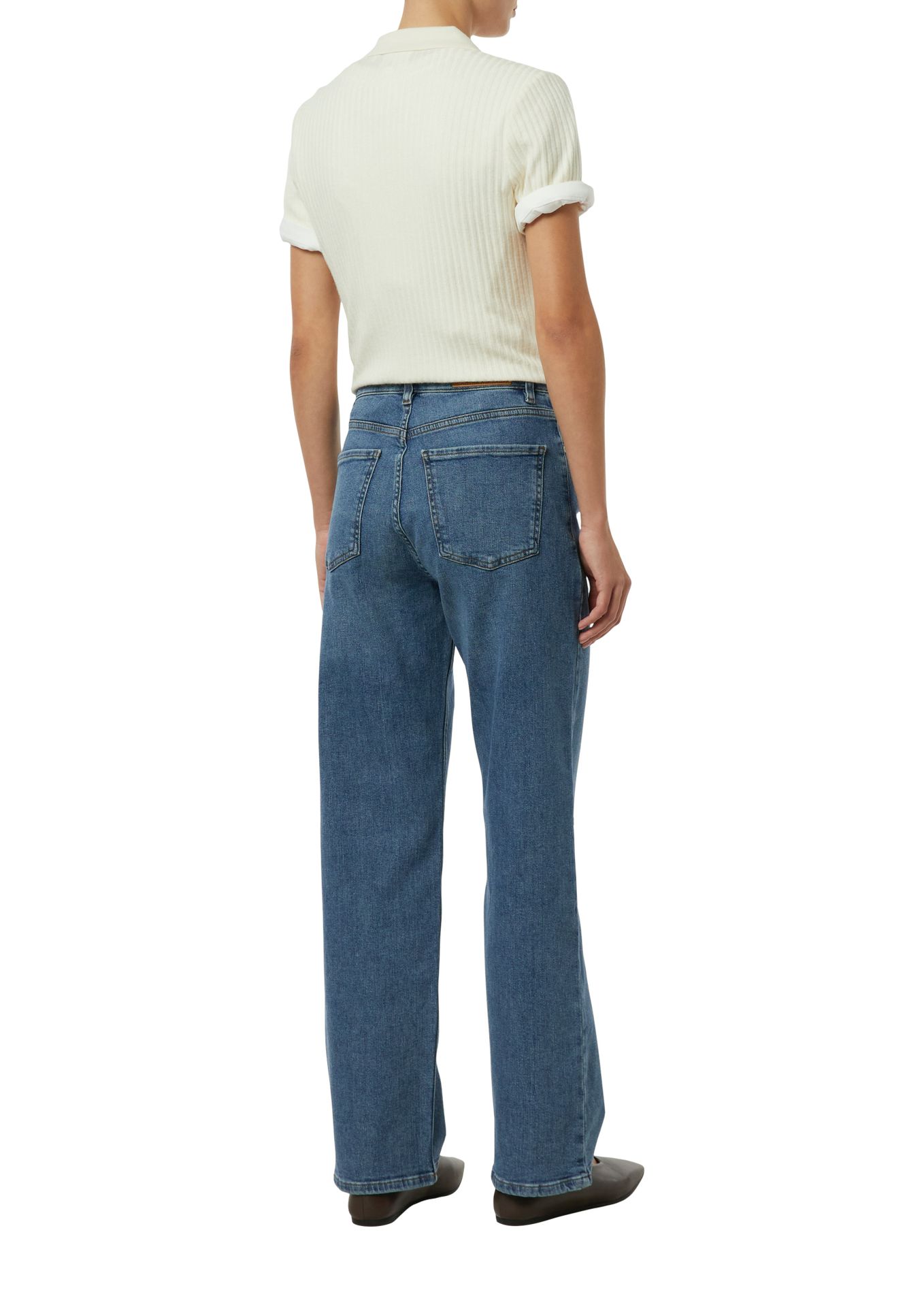 modische Jeans-Hose mit weitem Bein aus Baumwoll-Elasthan