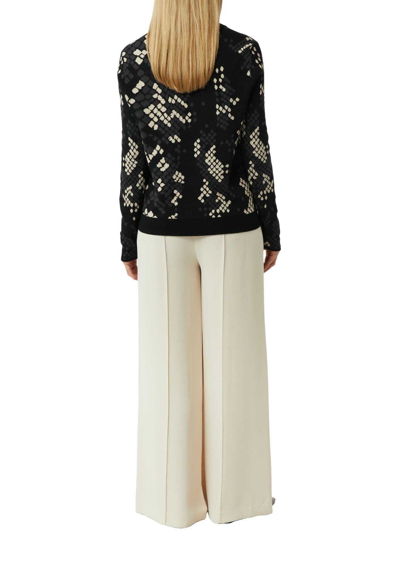 Feinstrick-Pullover mit graphischem Jaquard-Muster aus Viskose-Mix