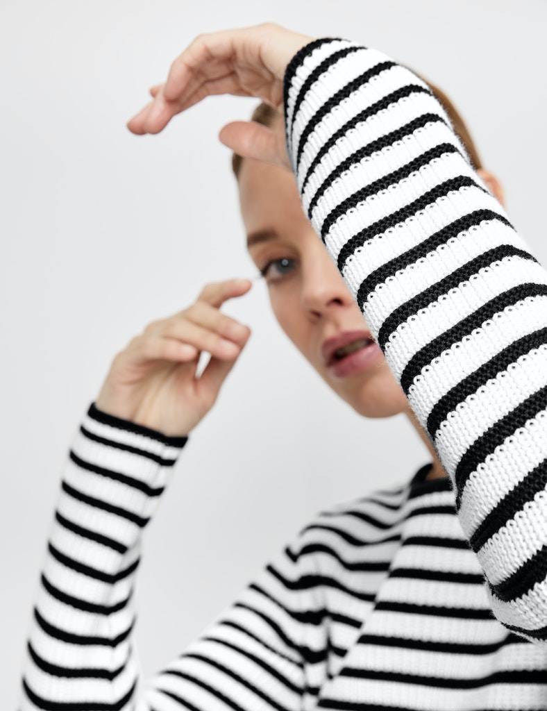 Baumwoll-Pullover in Strukturstrick "GOTS" zertifiziert