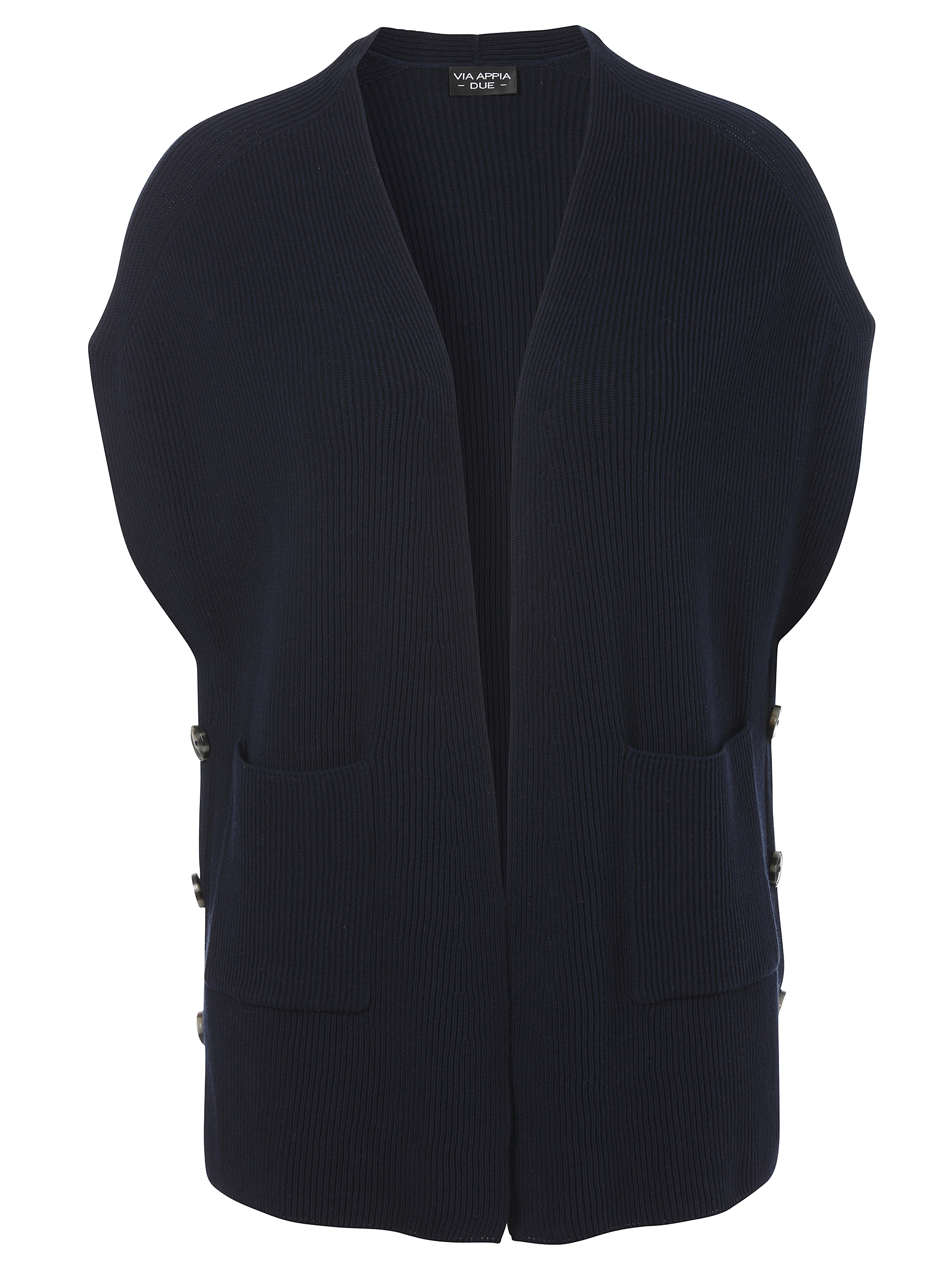 Strick-Weste offen mit seitl. Zierknöpfen