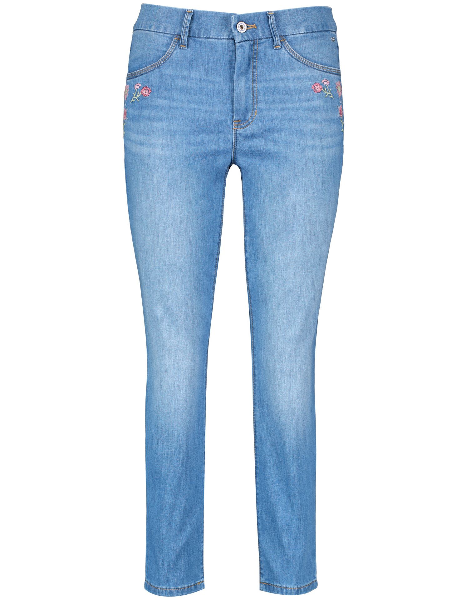 7/8 Jeans in Slim Fit mit floraler Stickerei