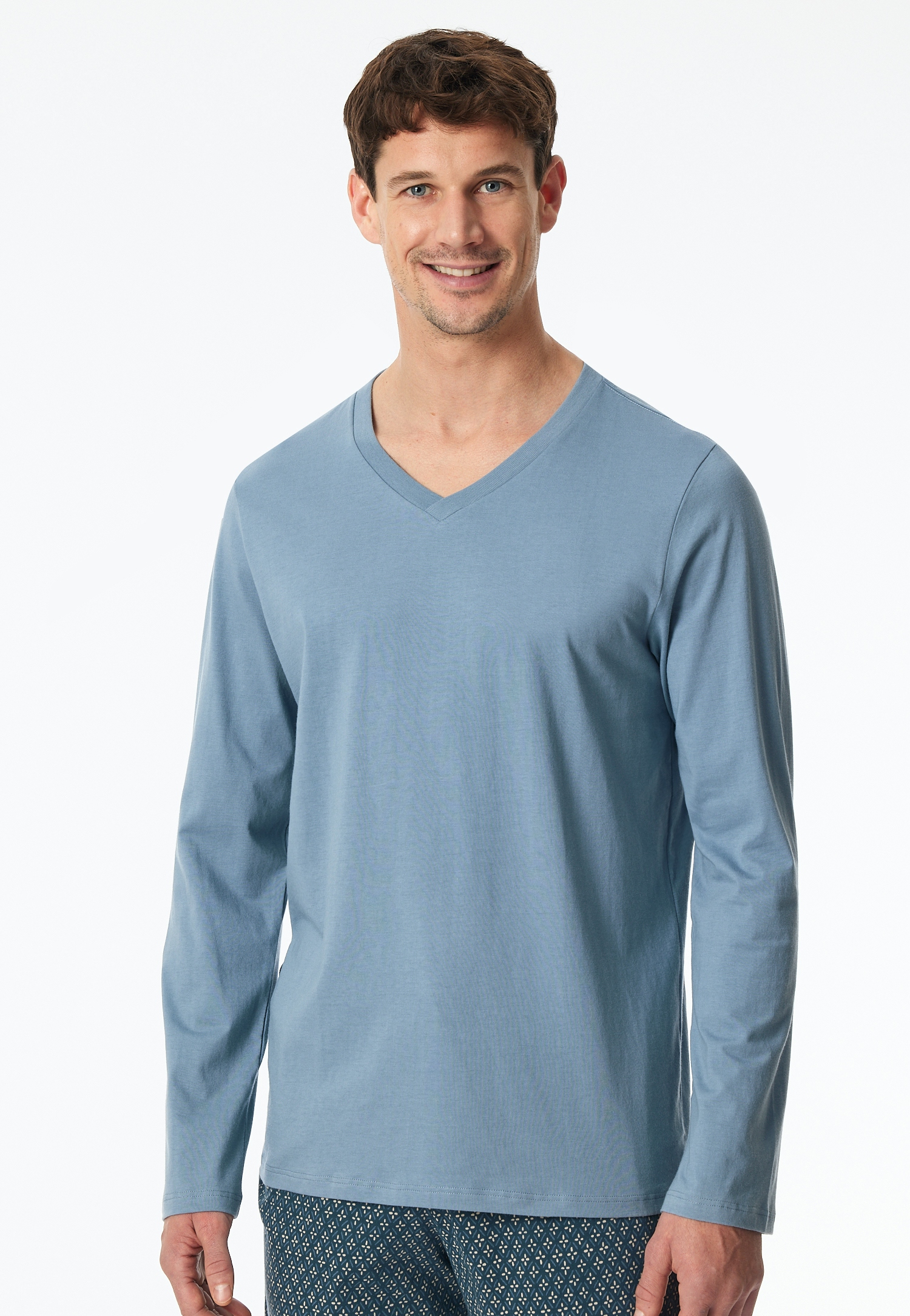unifarbenes Herren Lounge-Shirt aus reinem Baumwoll-Jersey