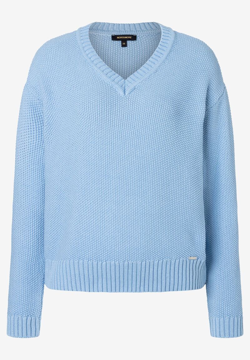 Perlfang-Struktur-Pullover aus Baumwoll-Mix