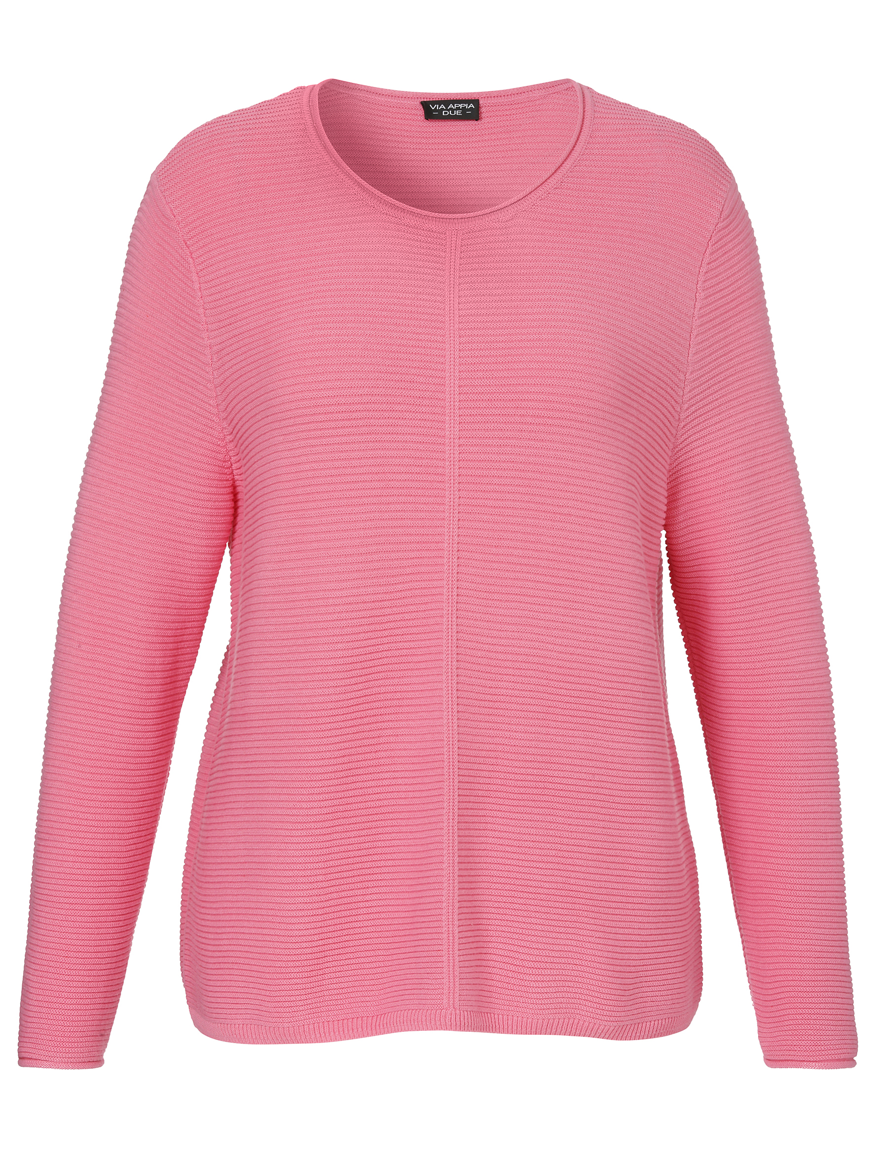 unifarbener Baumwoll-Pullover mit  Struktur