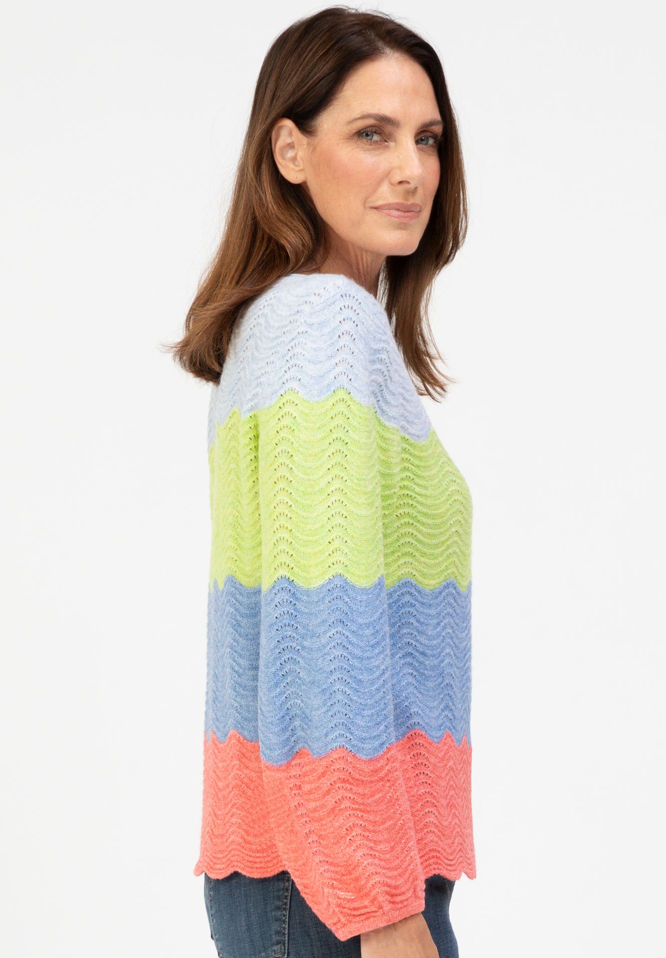 modischer Strickpullover "REMIS" in Color-Blocking  mit Baumwoll-Anteil