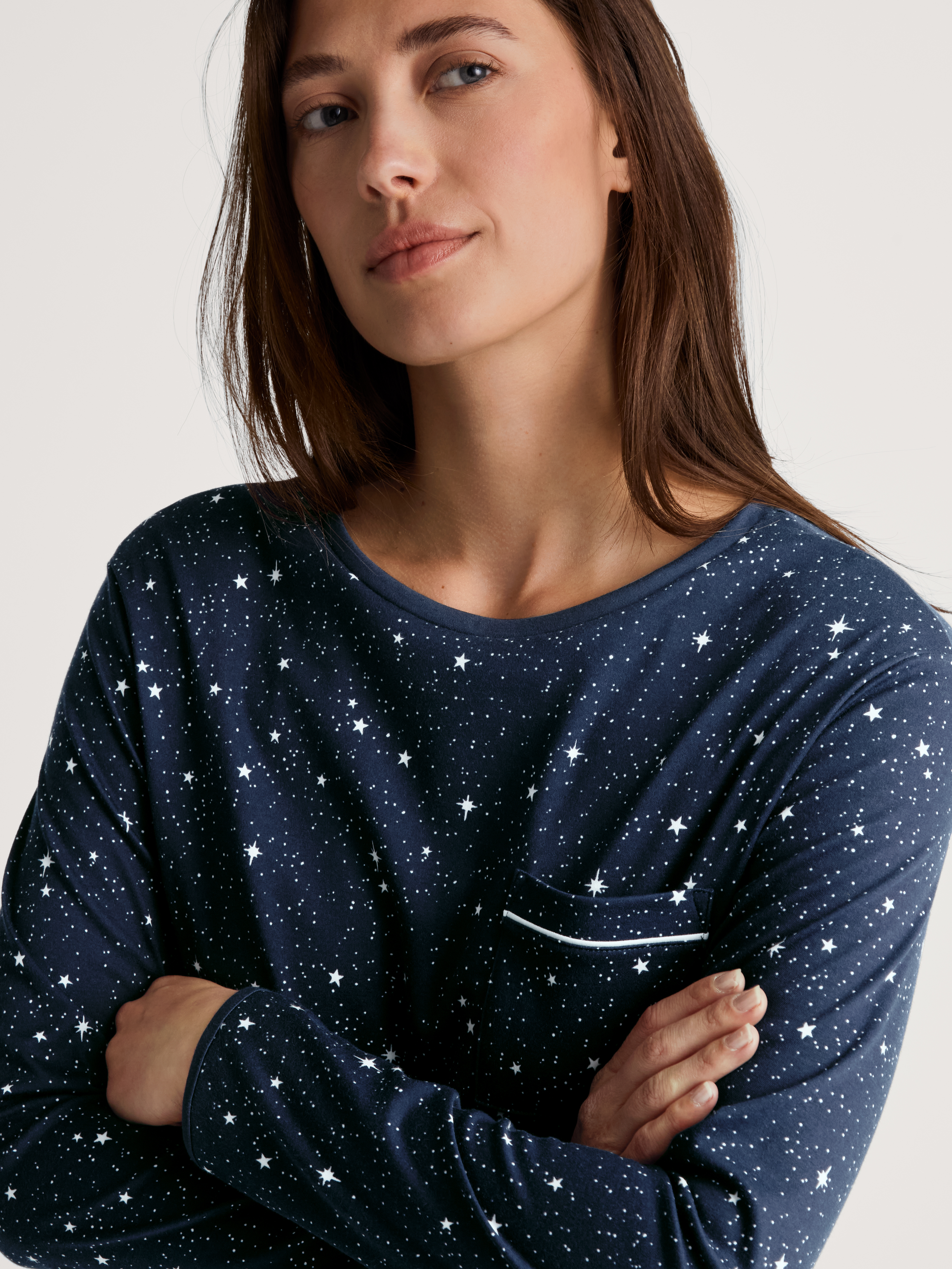 Damen-Sleepshirt
  mit Allover Minimal Print aus Baumwoll