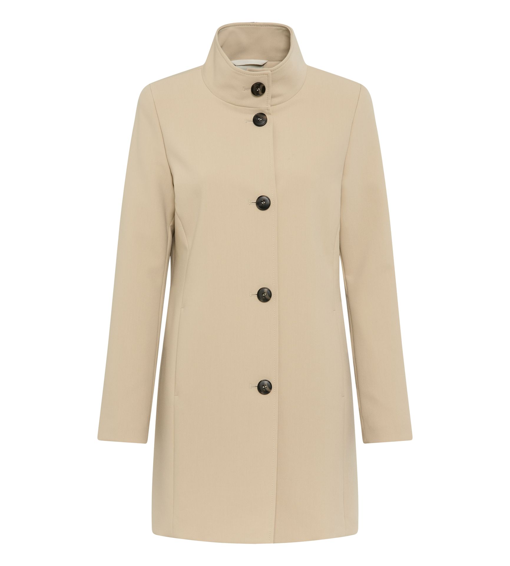 feiner gewebter Kurzmantel mit Viskose-Anteil und Stehkragen