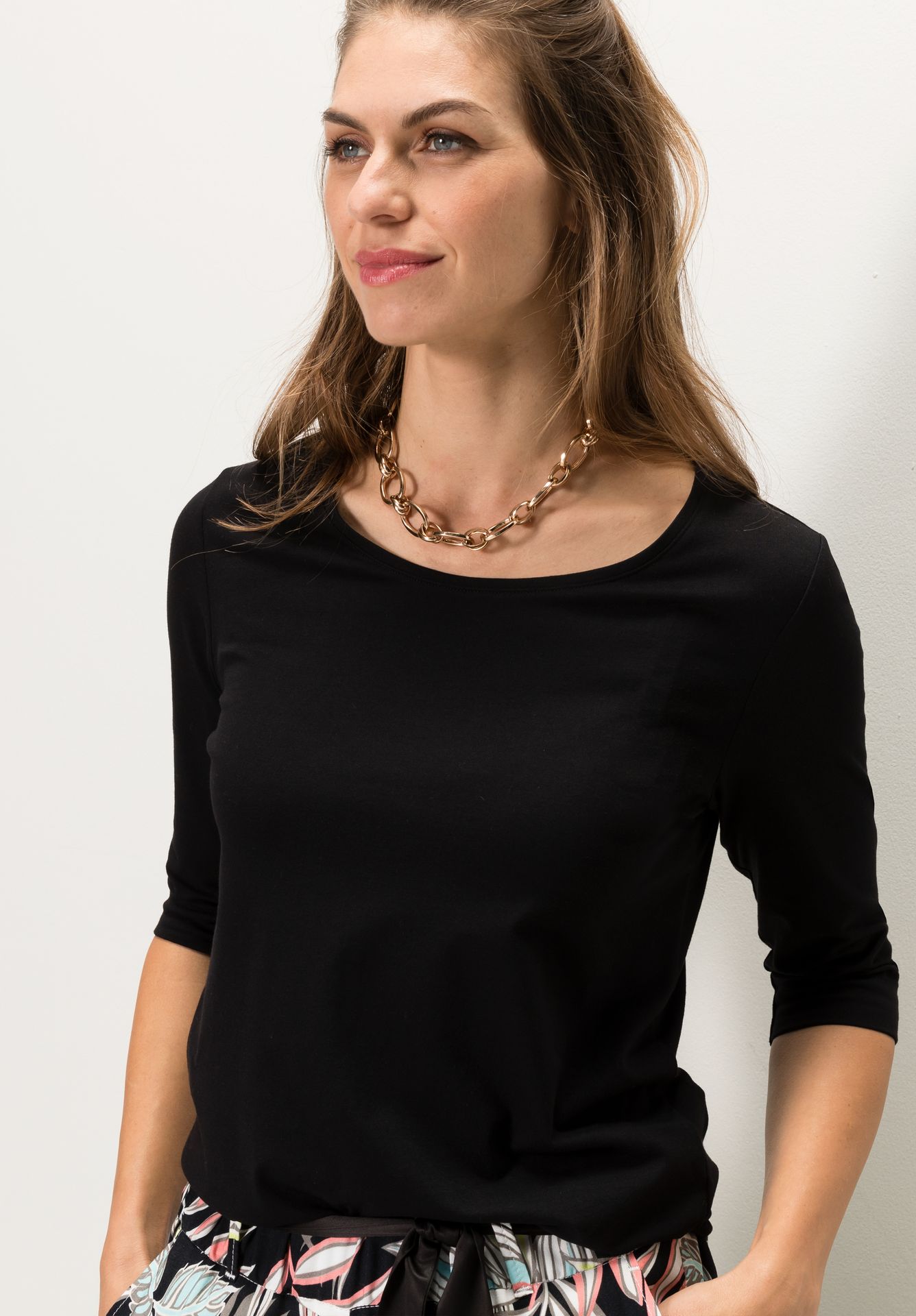 uni Basic-T-Shirt "DIELLA" aus Baumwoll-Modal-Mix