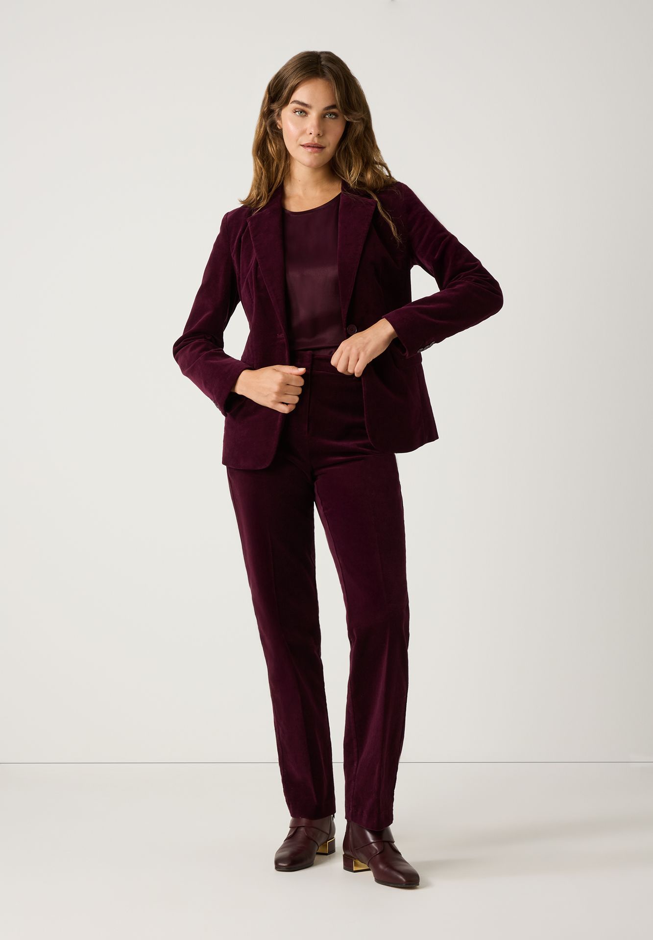 Anzugshose aus Baumwoll-Samt