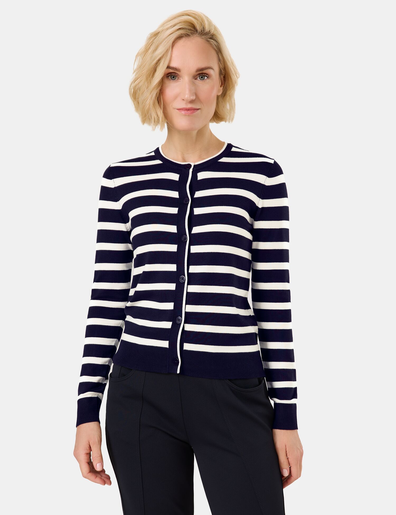 Geringelter Cardigan aus Feinstrick