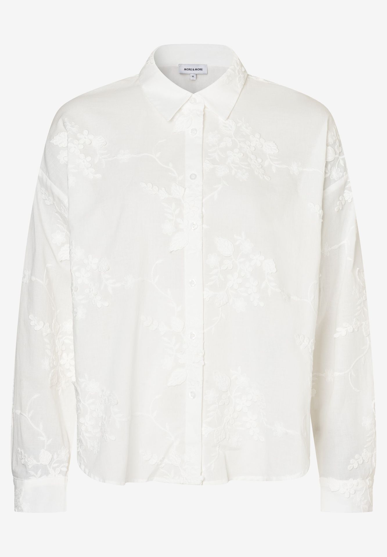 romantische uni Bluse mit Allover-Bestickung aus Baumwolle