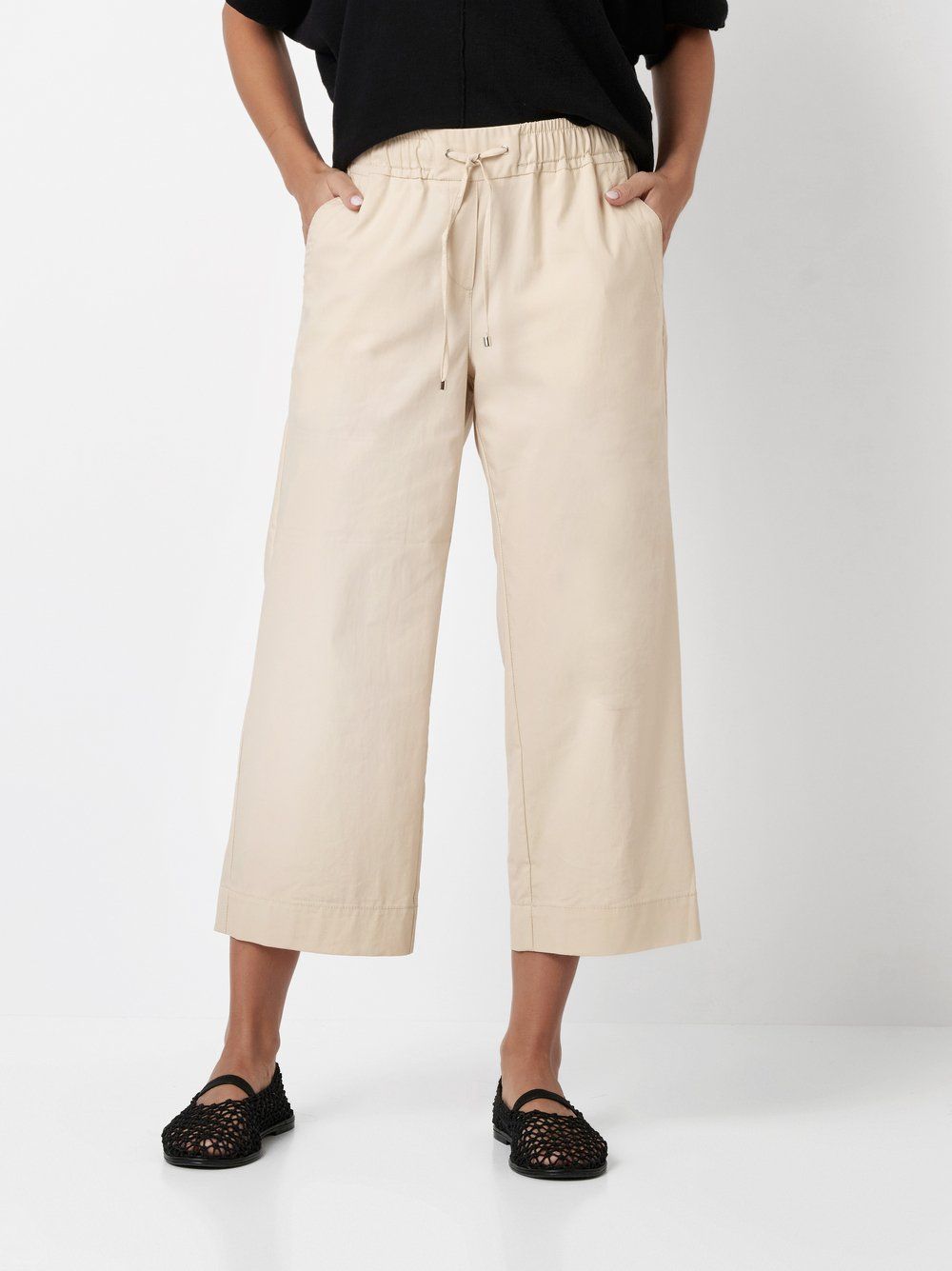 bequeme Schlupfhose "Pia Wide Leg 3/4" aus Papertouch-Cotton
