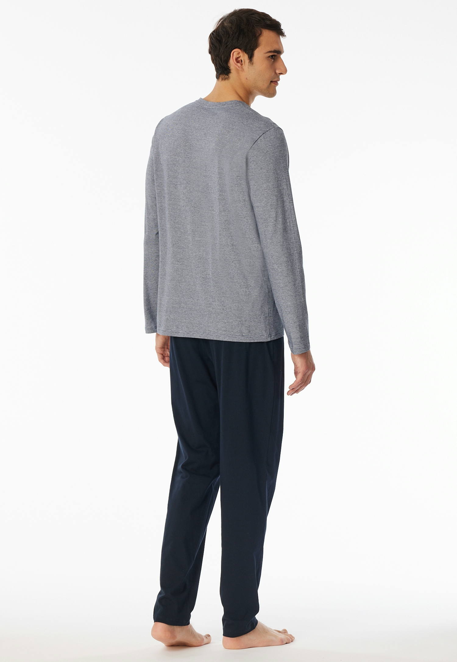 langer Herren-Schlafanzug mit Knopfleiste aus Single-Jersey