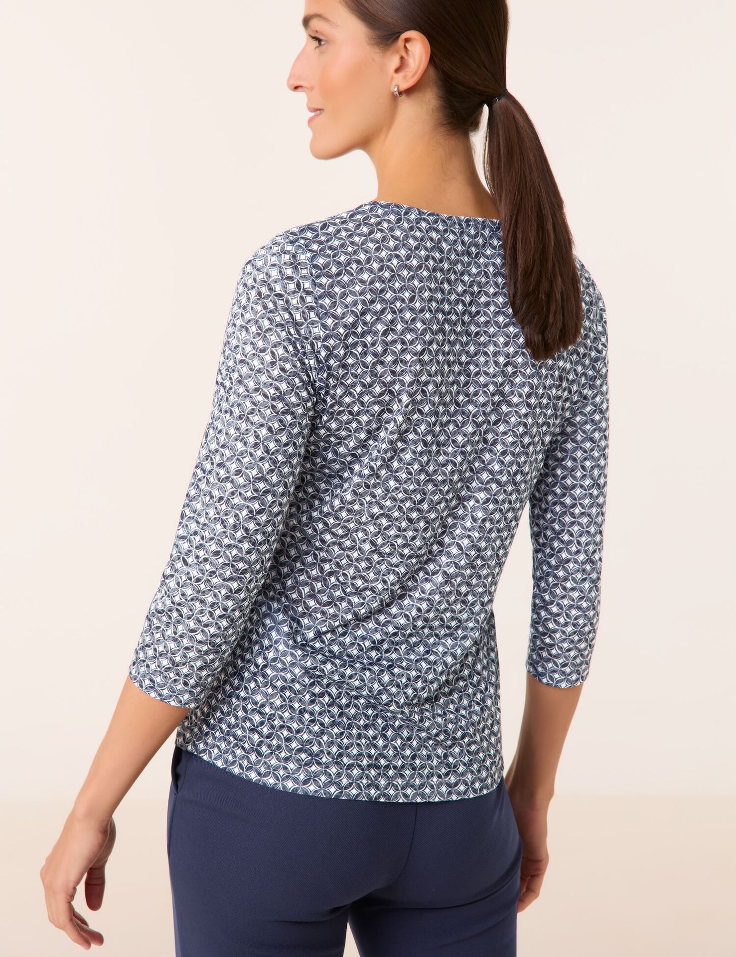 leichtes 3/4 Arm-Shirt in Allover Print