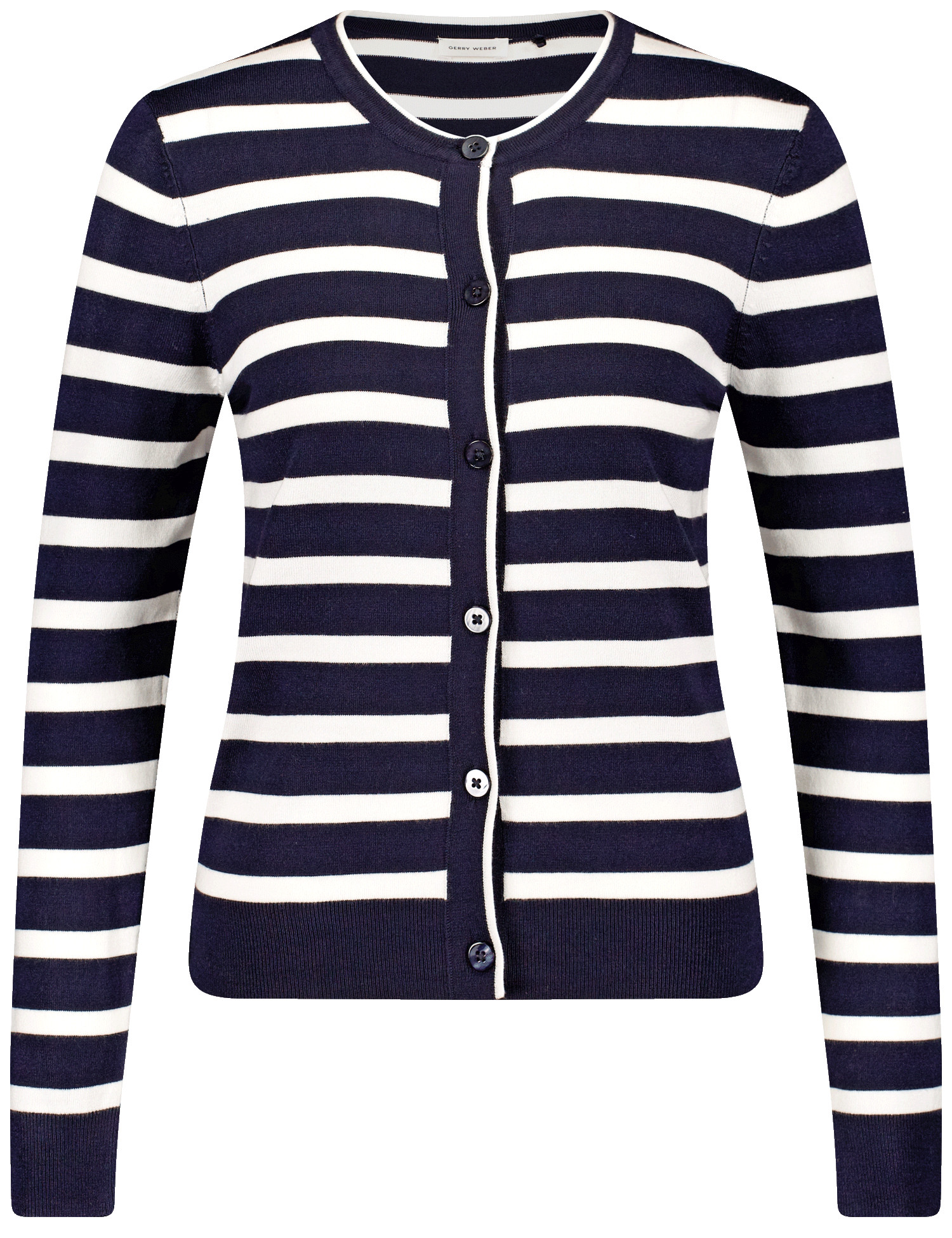 Geringelter Cardigan aus Feinstrick