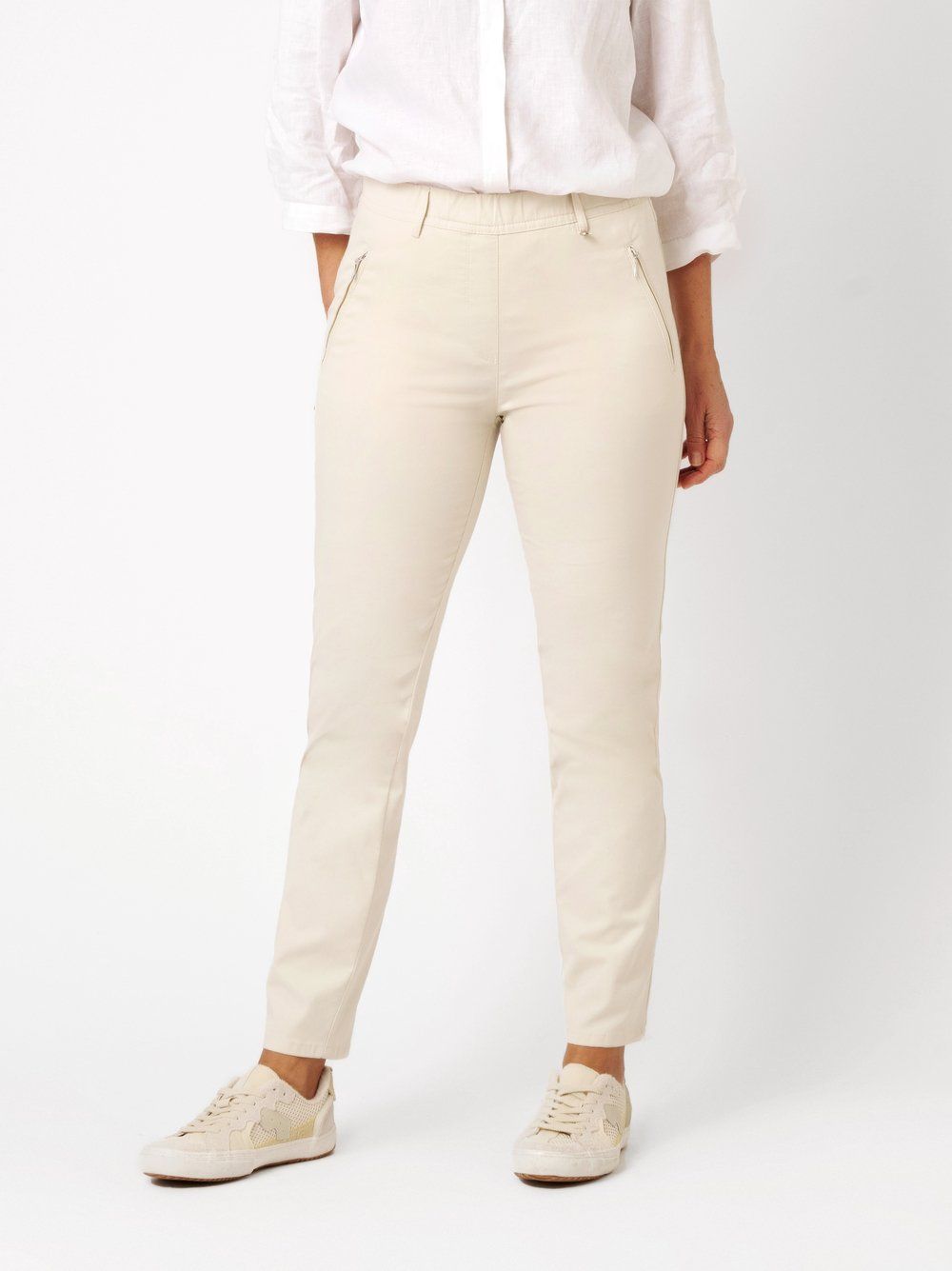 Slim-Fit-Hose "Alice Zip 7/8" mit seitl. RV-Taschen aus Baumwoll-Elasthan