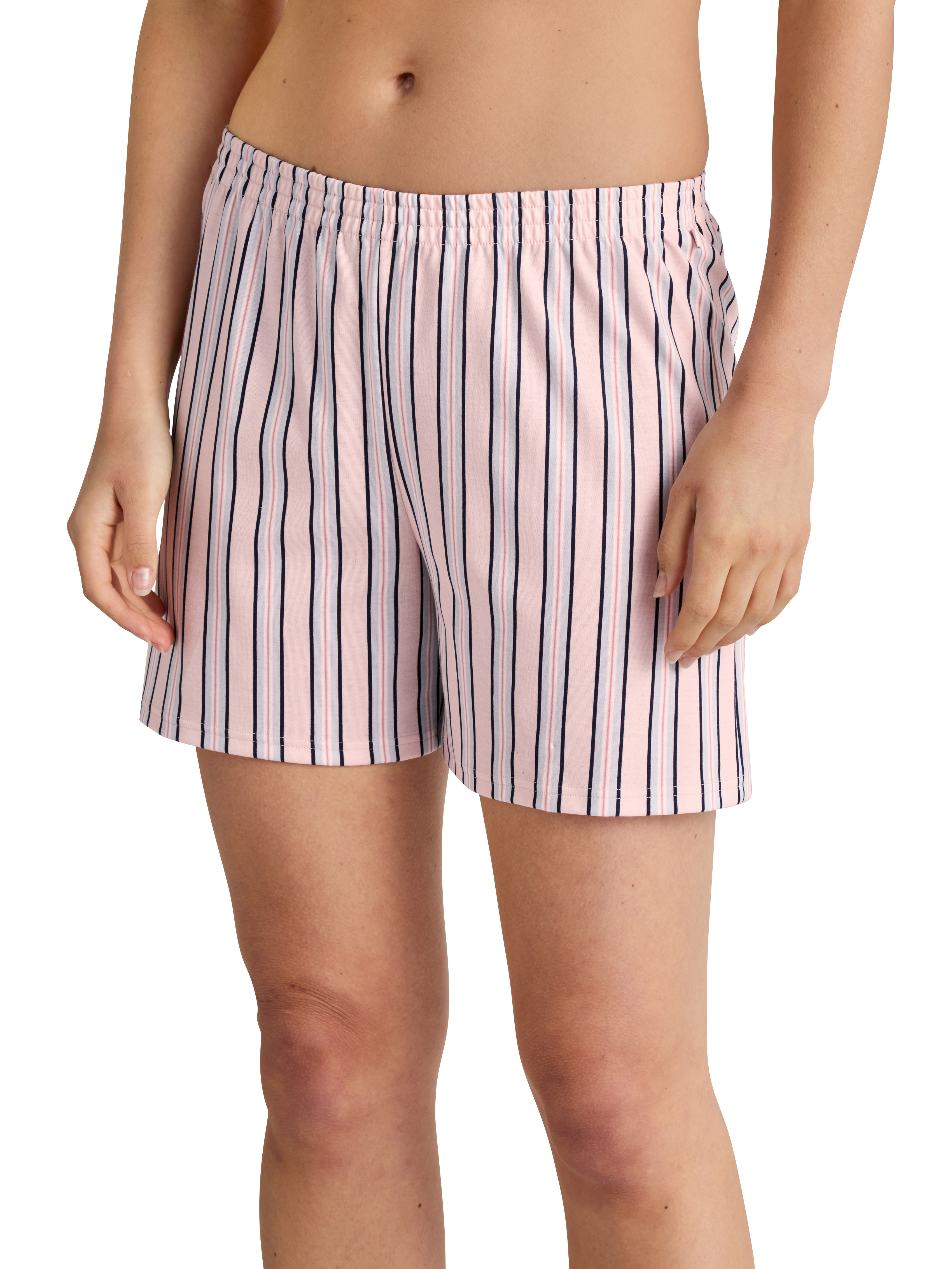 gestreifte Damen Night-Shorts aus reinem Baumwoll-Jersey