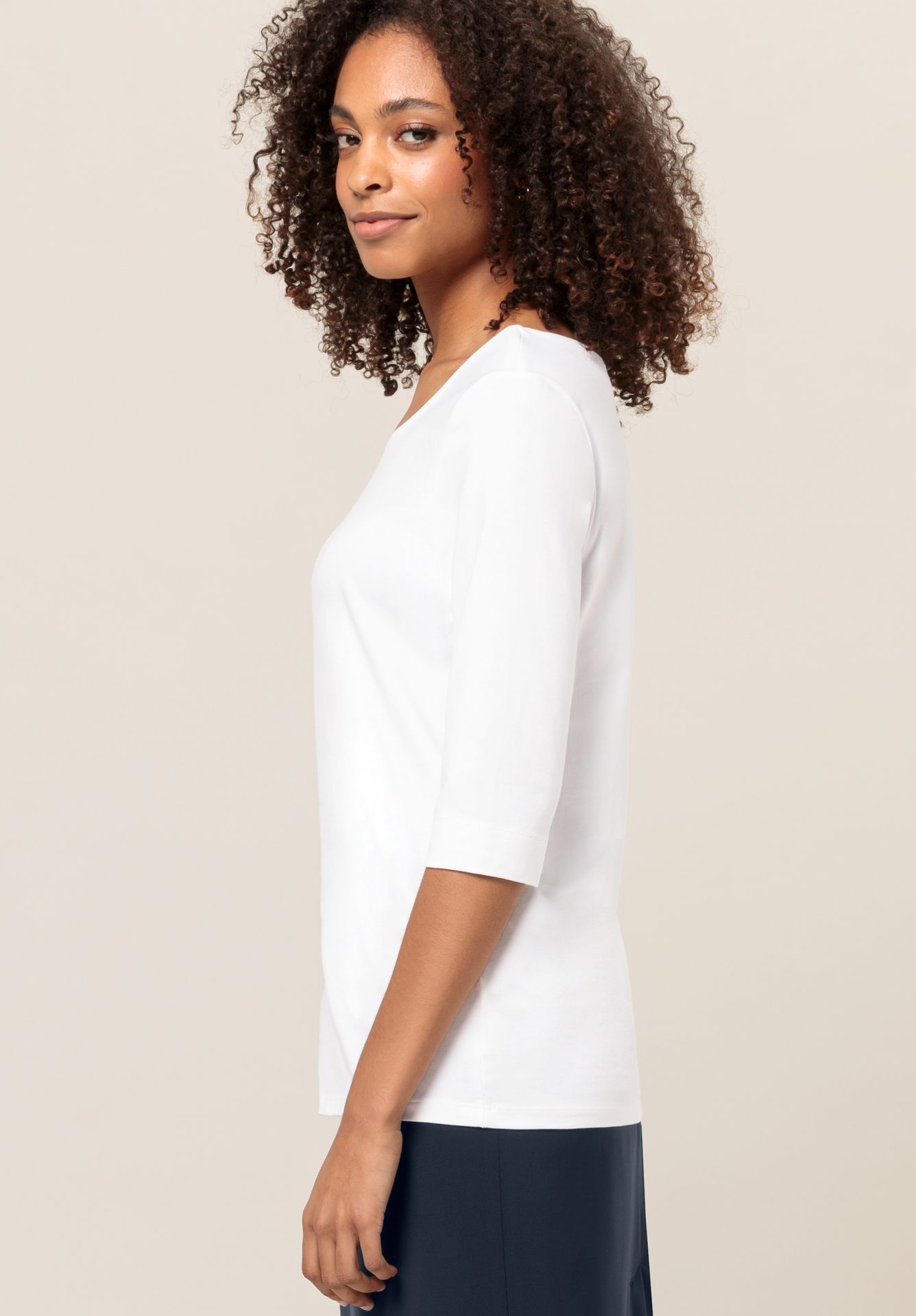 uni Basic-T-Shirt "DIELLA" aus Baumwoll-Modal-Mix