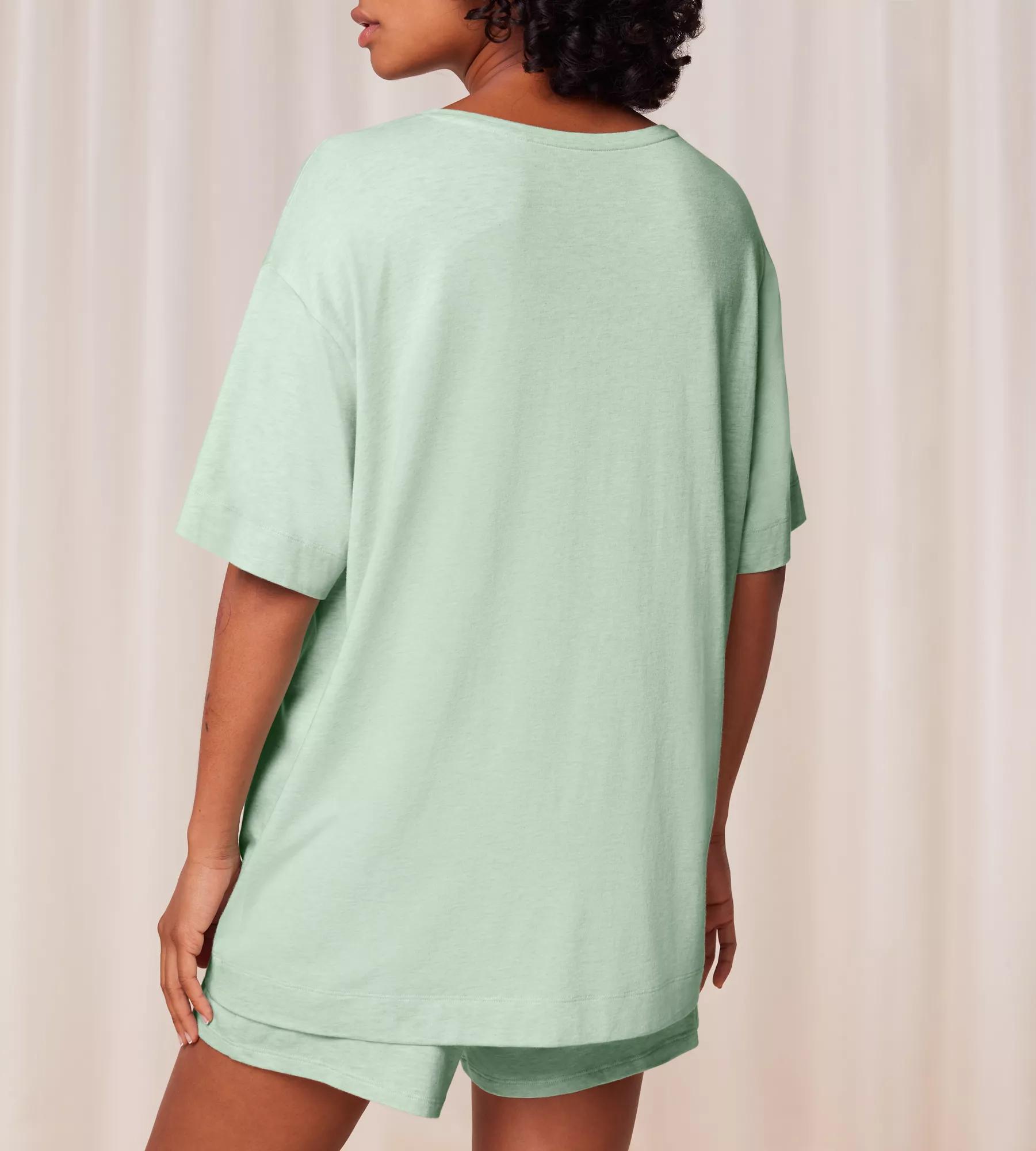 kurzer Damen-Schlafanzug aus Baumwoll-Modal-Jersey mit Wording-Motiv