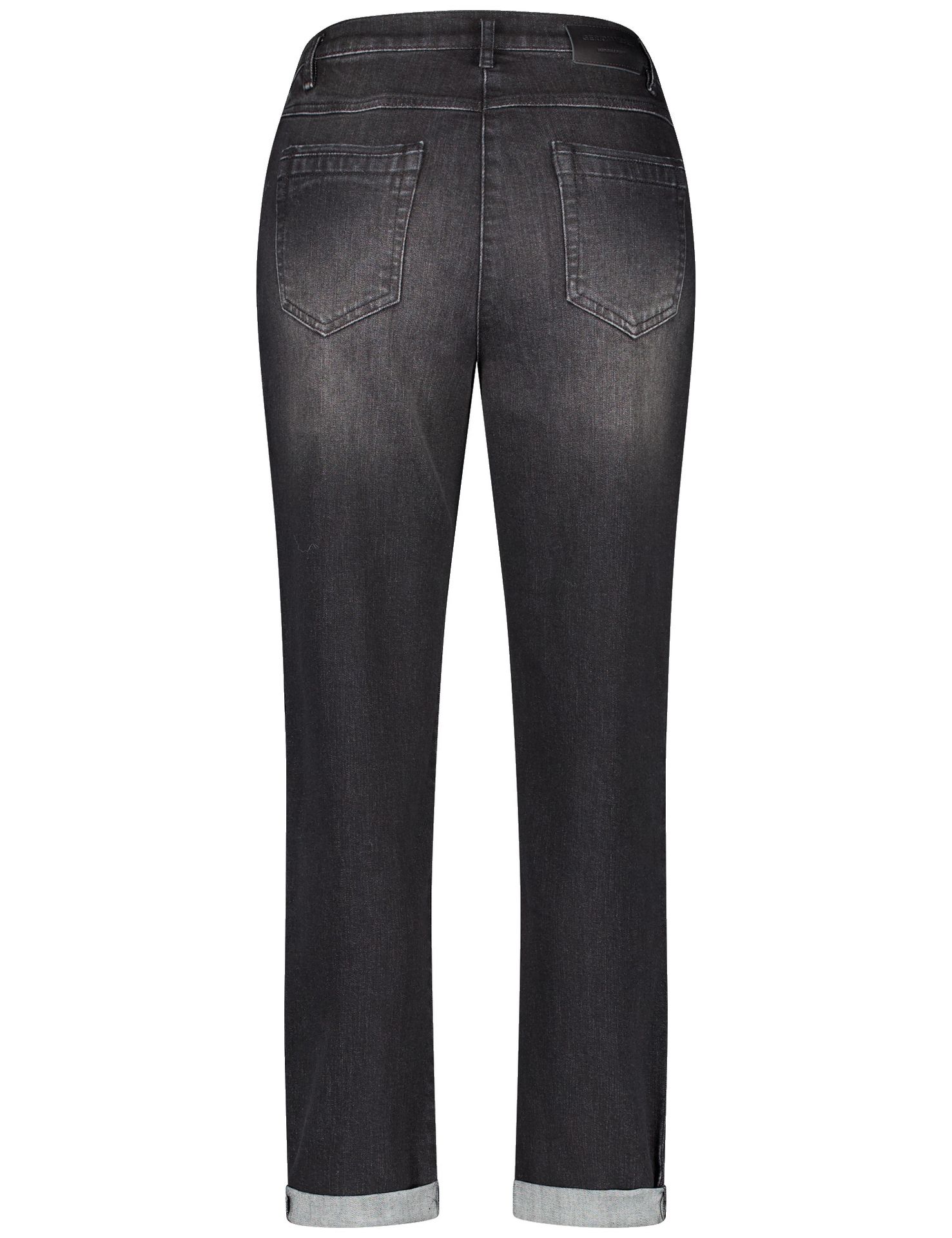 verkürzte Damen-Jeans im used-washed-Optik gekrempelt  aus Baumwoll-Mix