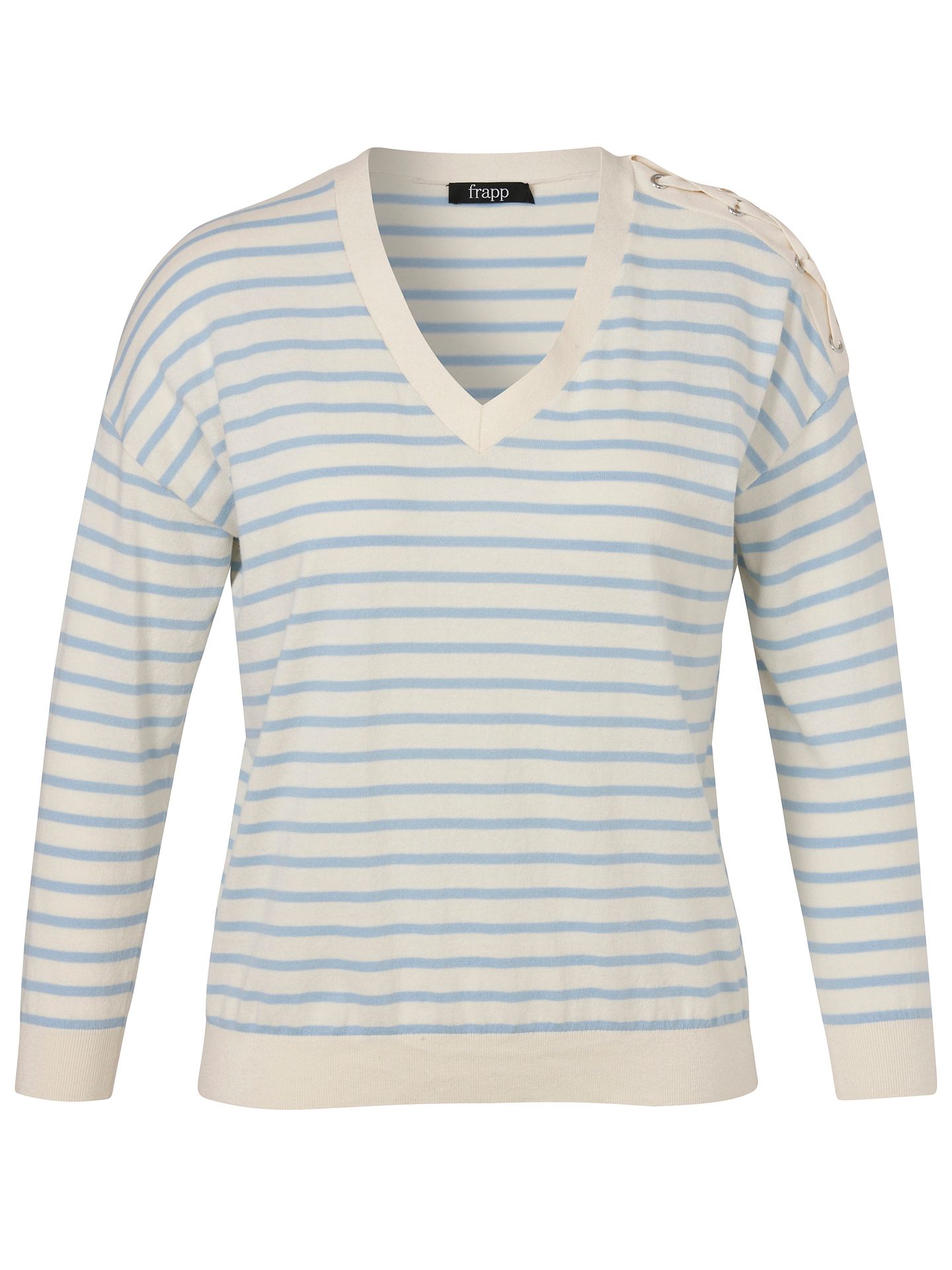Feinstrick-Pullover mit Ringel und Schnürdetails am Ärmel aus Baumwolle