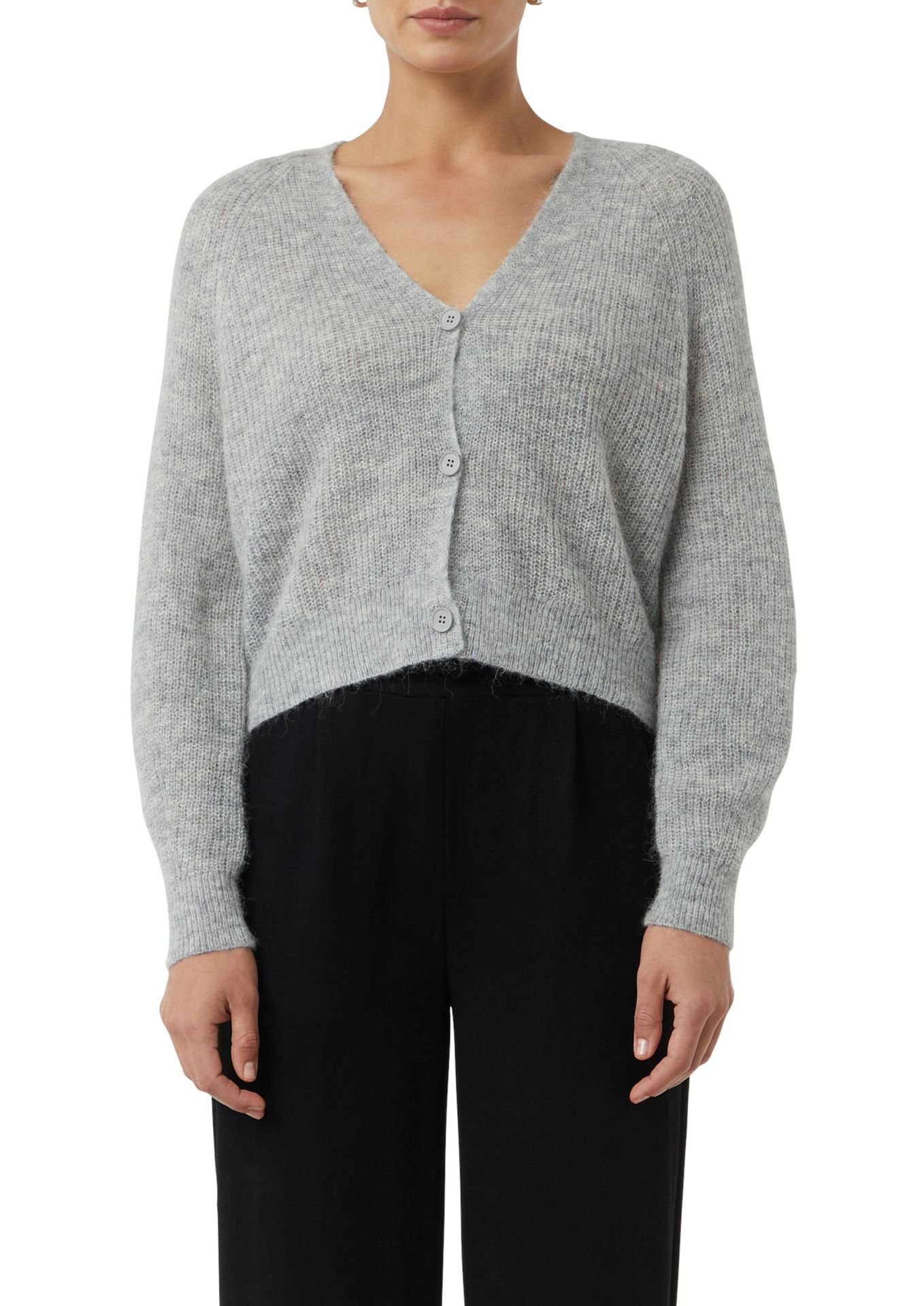 kurzer kuschelig-warmer Strickcardigan mit Woll-Alpaka-Mix