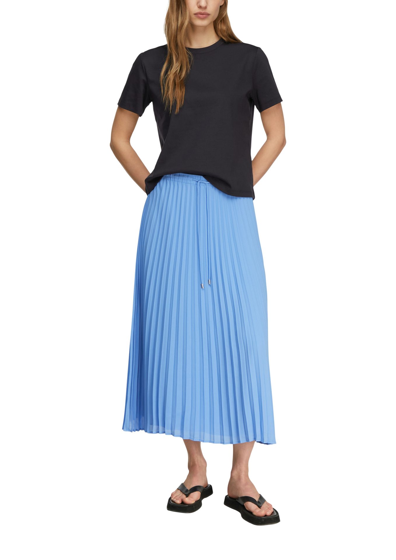 femininer Chiffon-Plissée-Midirock mit Viskosefutter