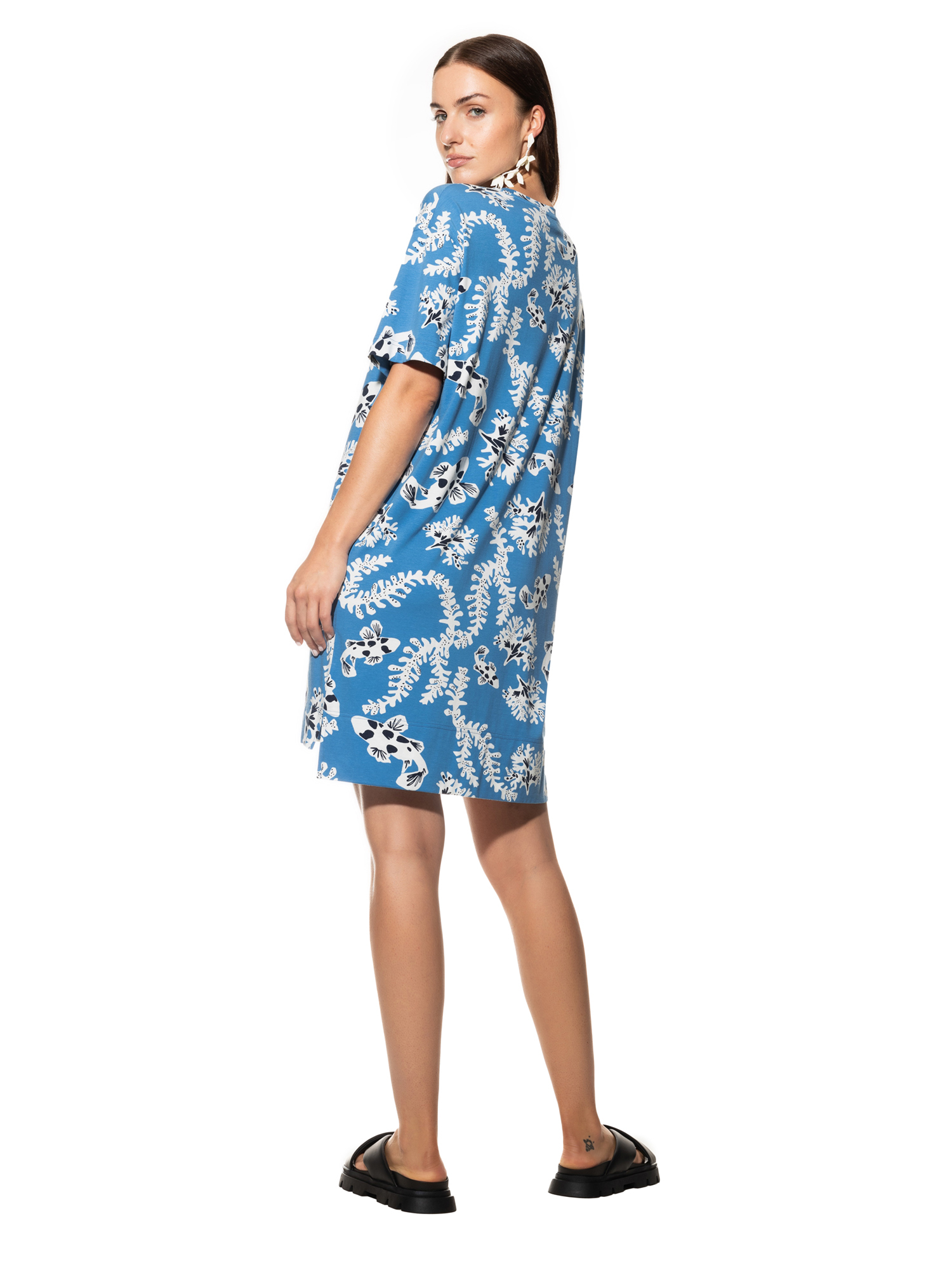 Damen-Sleepshirt mit  Allover-Print aus Baumwoll-Modal-Jersey und 1/2 Arm