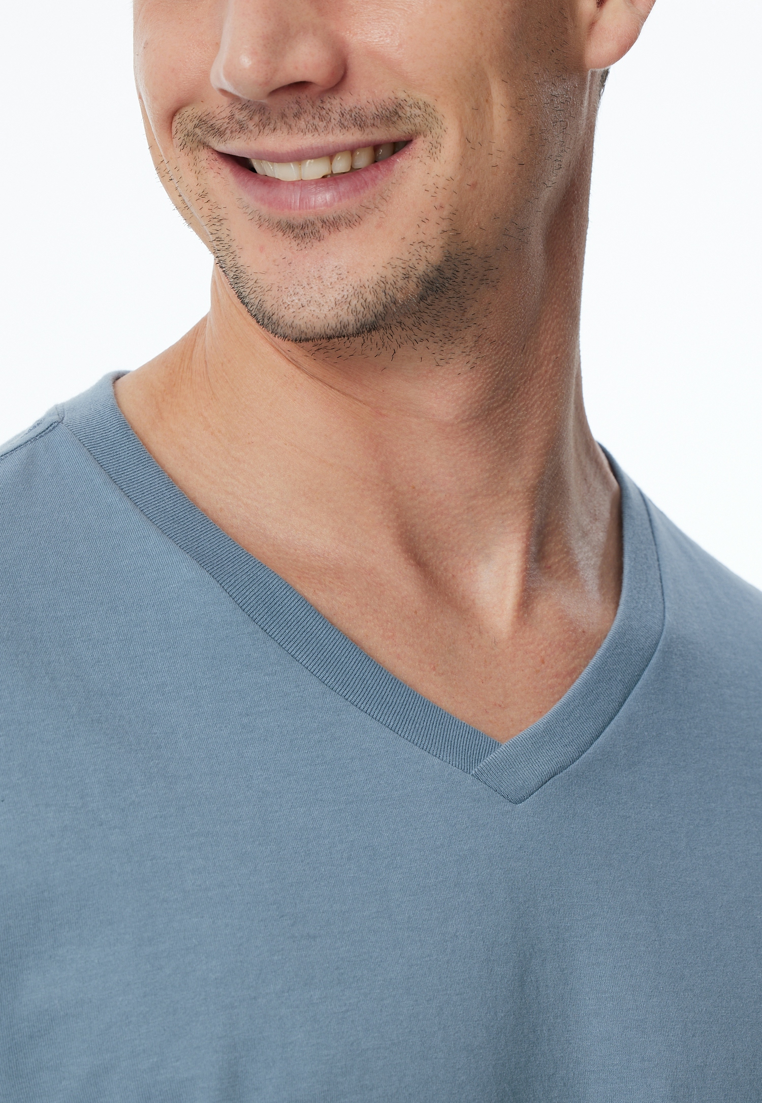 unifarbenes Herren Lounge-Shirt aus reinem Baumwoll-Jersey