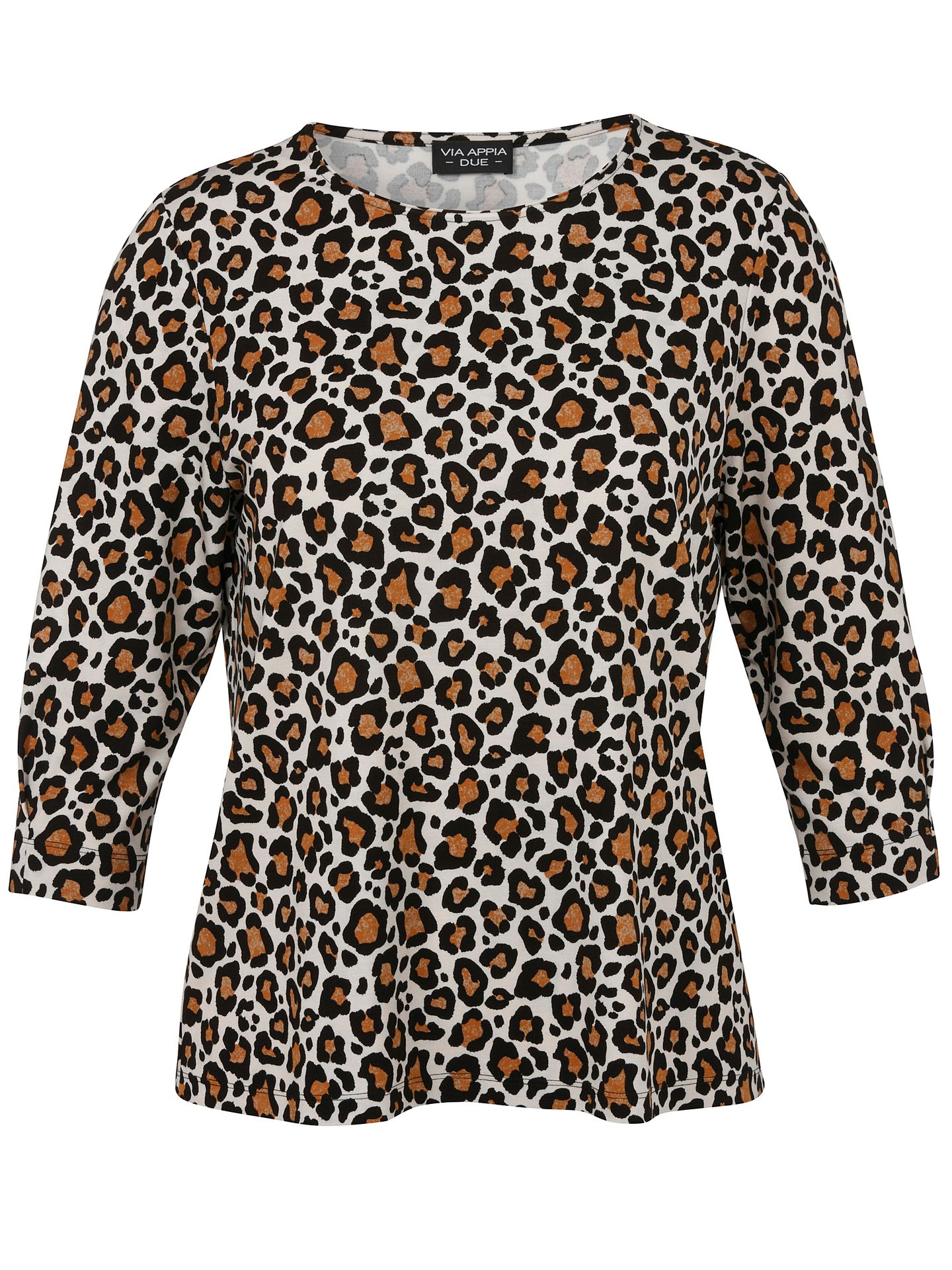 3/4 Arm-Shirt mit Allover-Leo-Print aus Viskose-Mix