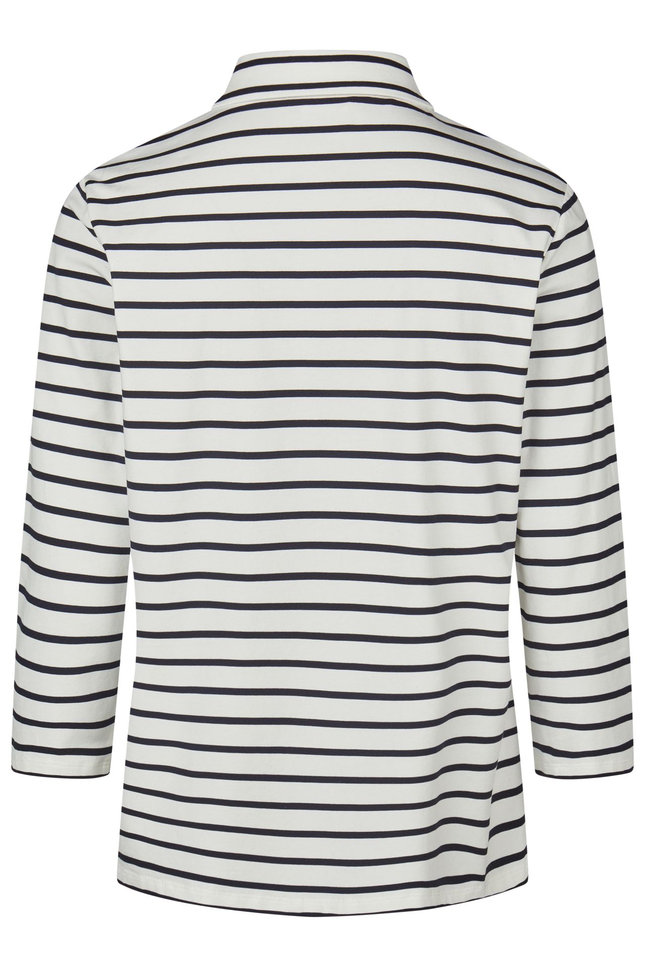 3/4 Arm-Poloshirt mit schmalem Ringel und Zipper aus Baumwoll-Elasthan