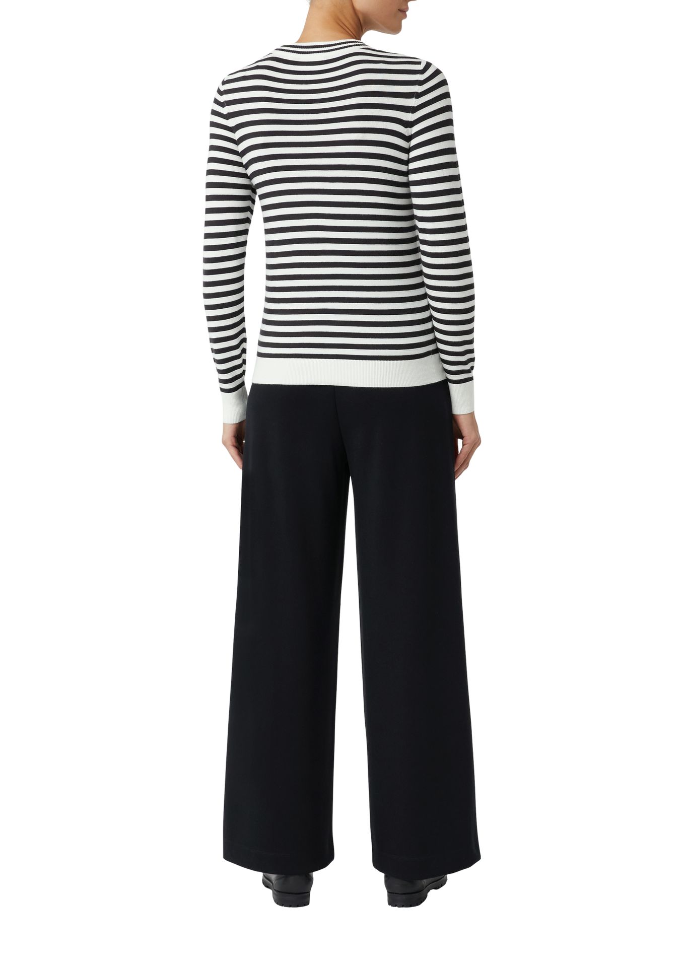 feiner schmaler Ringelpullover aus Viskose-Mix