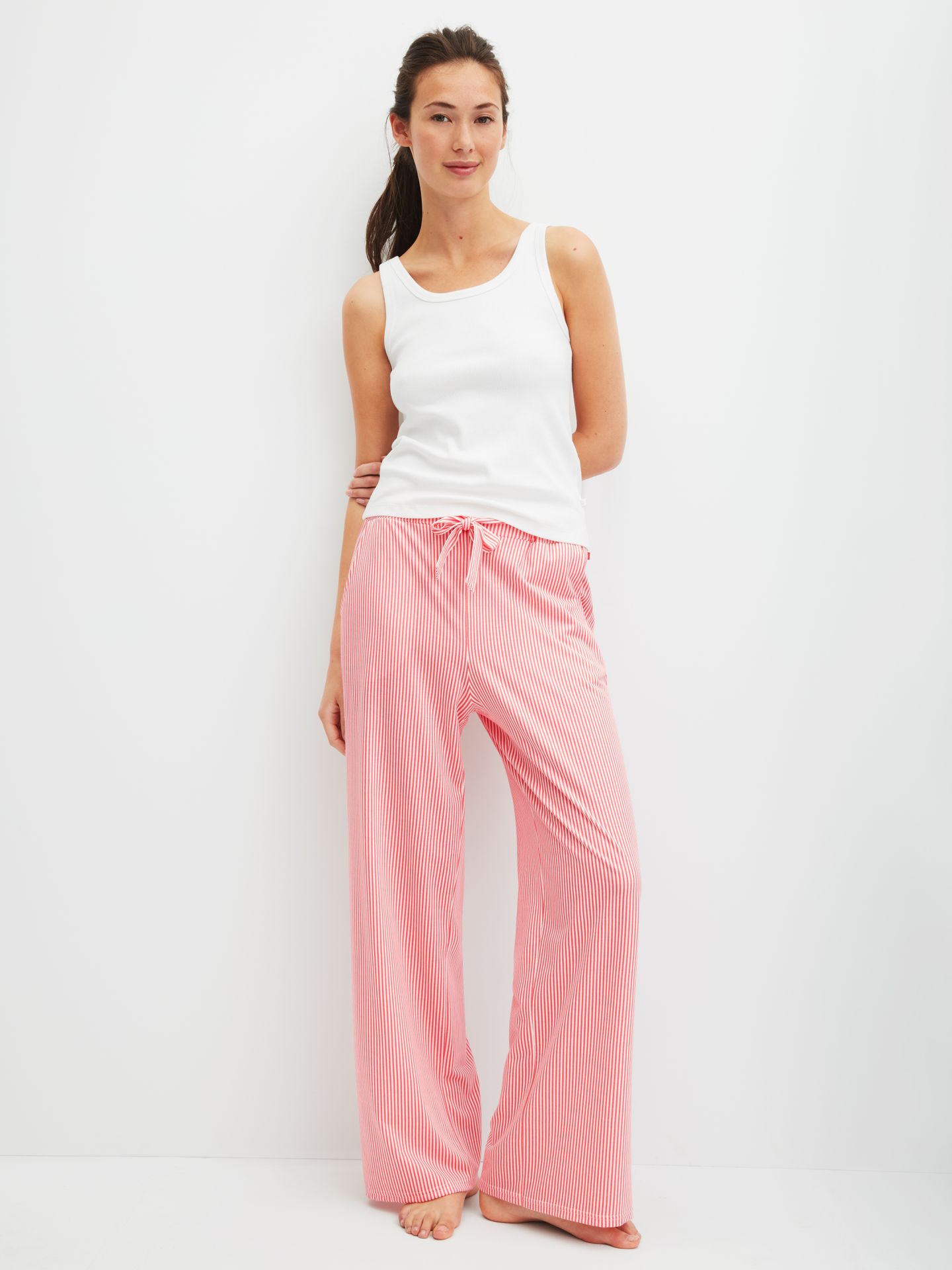 lange Damen-Sleepwear-Hose mit Streifenmuster aus  Baumwoll-Modal