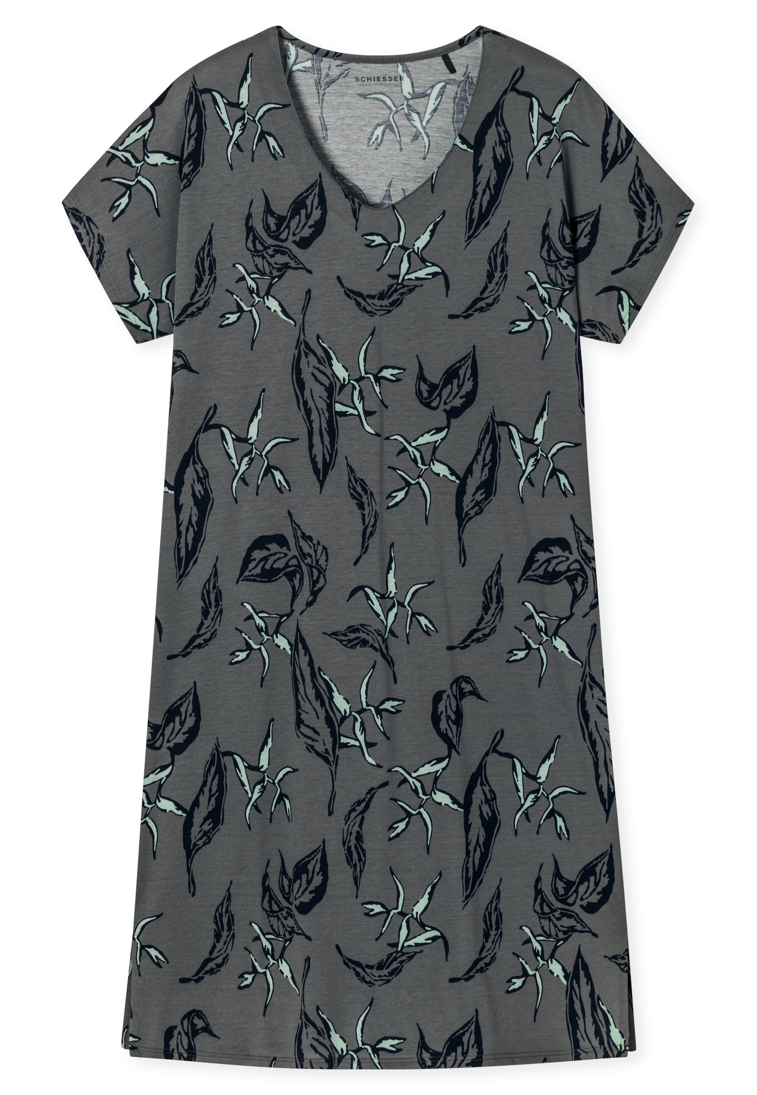 1/2 Arm-Sleepshirt  mit Blätter-Print aus weichem Single-Jersey