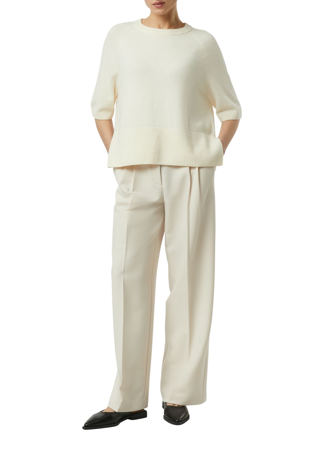flauschiger Feinstrick-Pullover in Cashmere-Optik aus Baumwoll-Mix