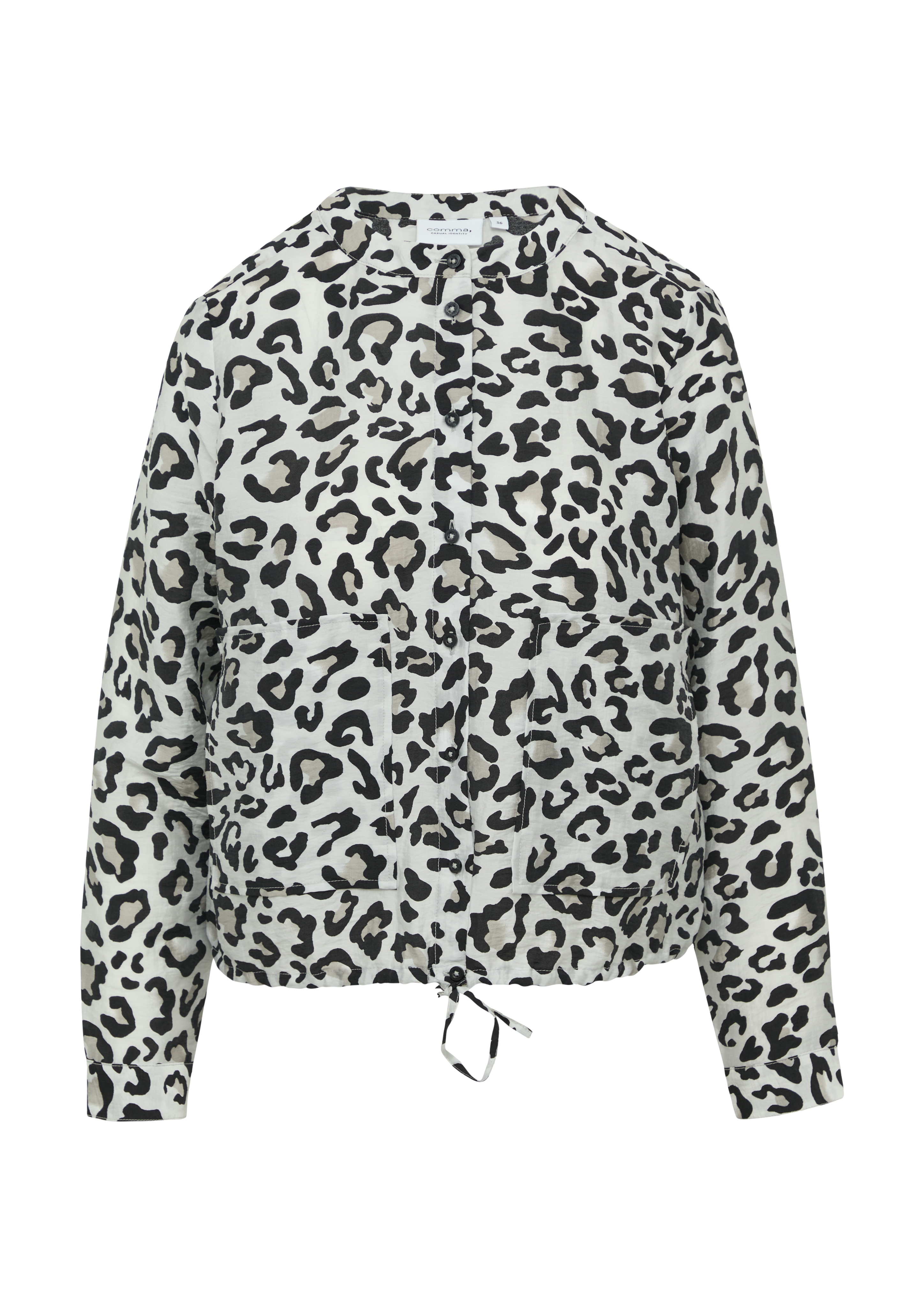modische Kurz-Bluse im Animal-Print mit Bindeband