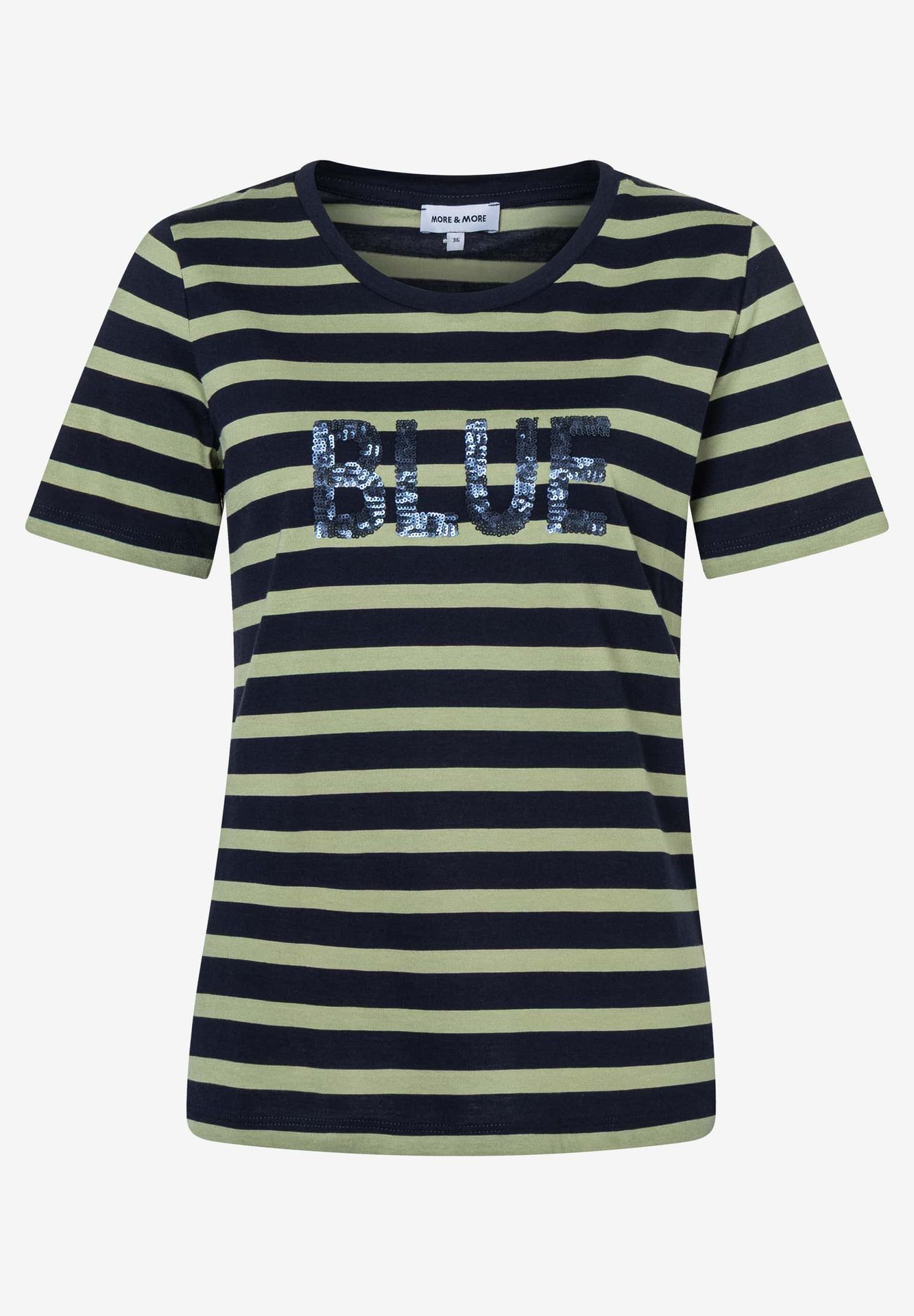 Streifenshirt mit Vording-Front-Motiv aus Pailletten aus Baumwoll-Modal