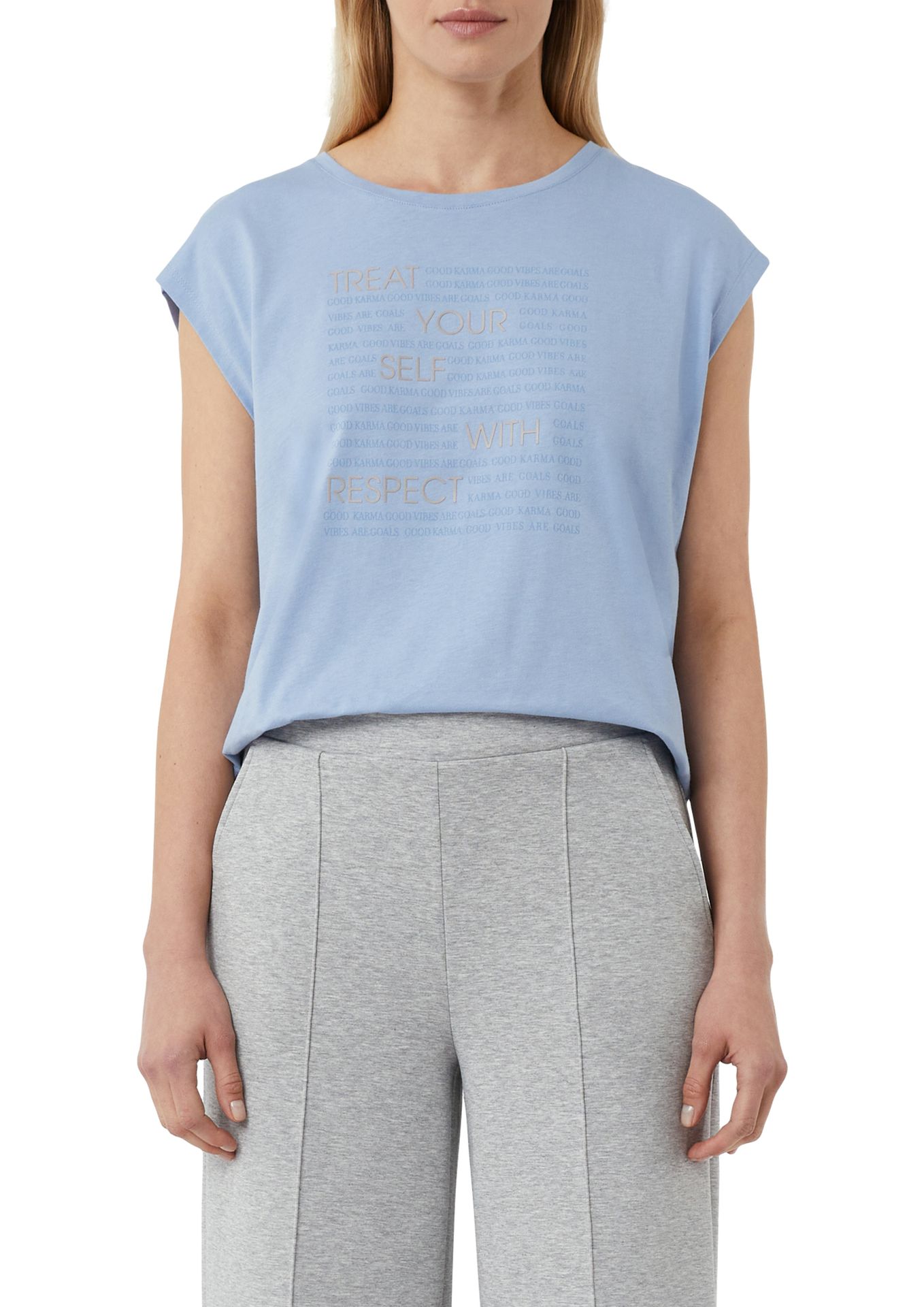 T-Shirt mit platziertem Wording-Print aus reinem Baumwoll-Jersey