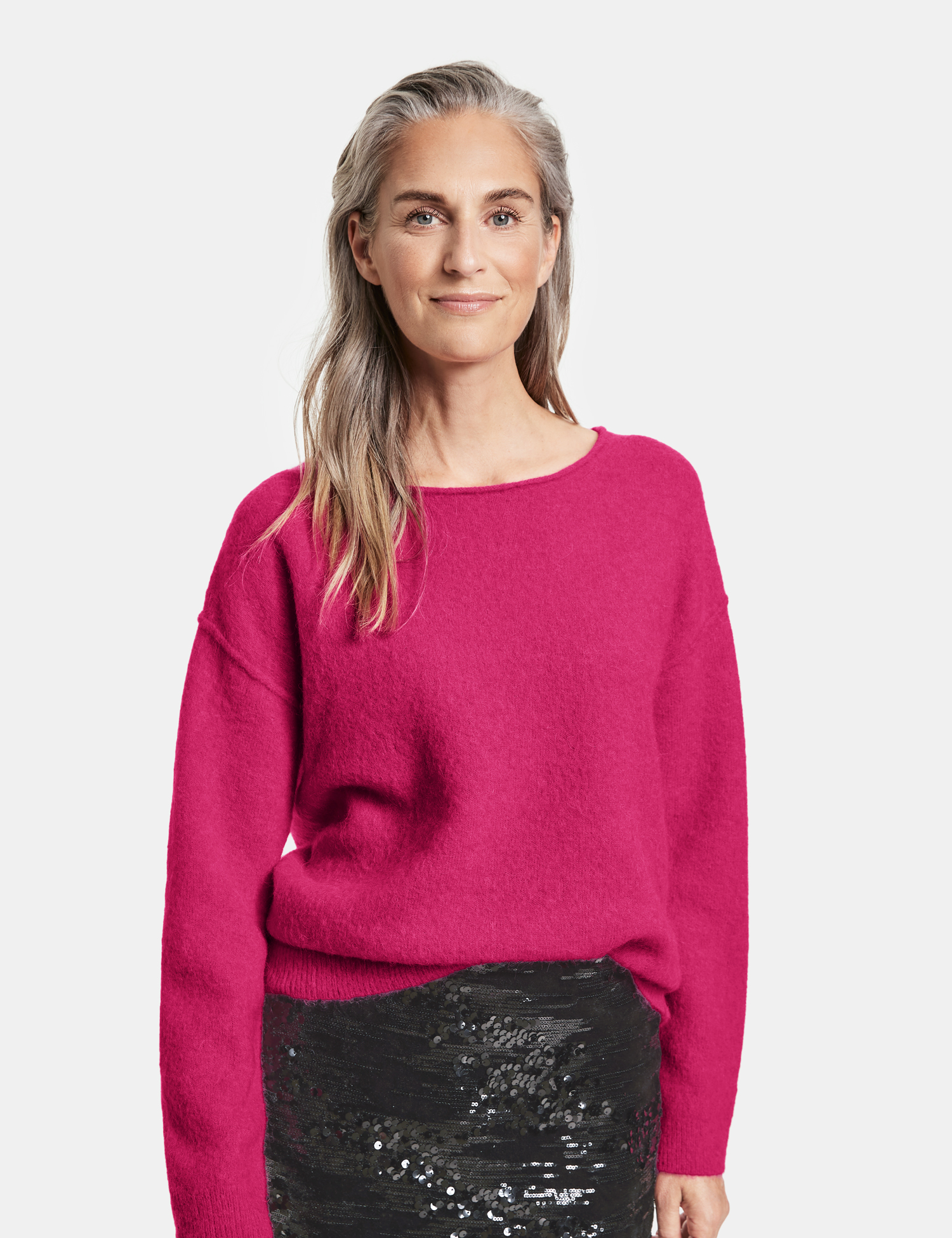 feiner Woll-Pullover mit überschnittenem Armeinsatz