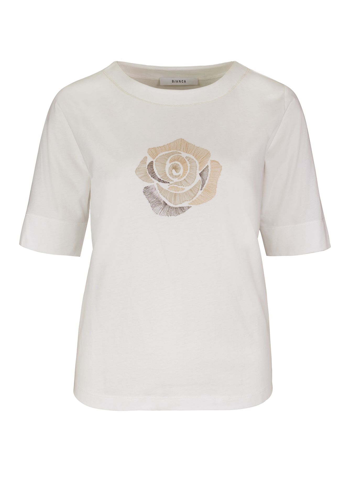 T-Shirt "DINIA" mit Front-Blumen-Print aus reinem Baumwoll-Jersey