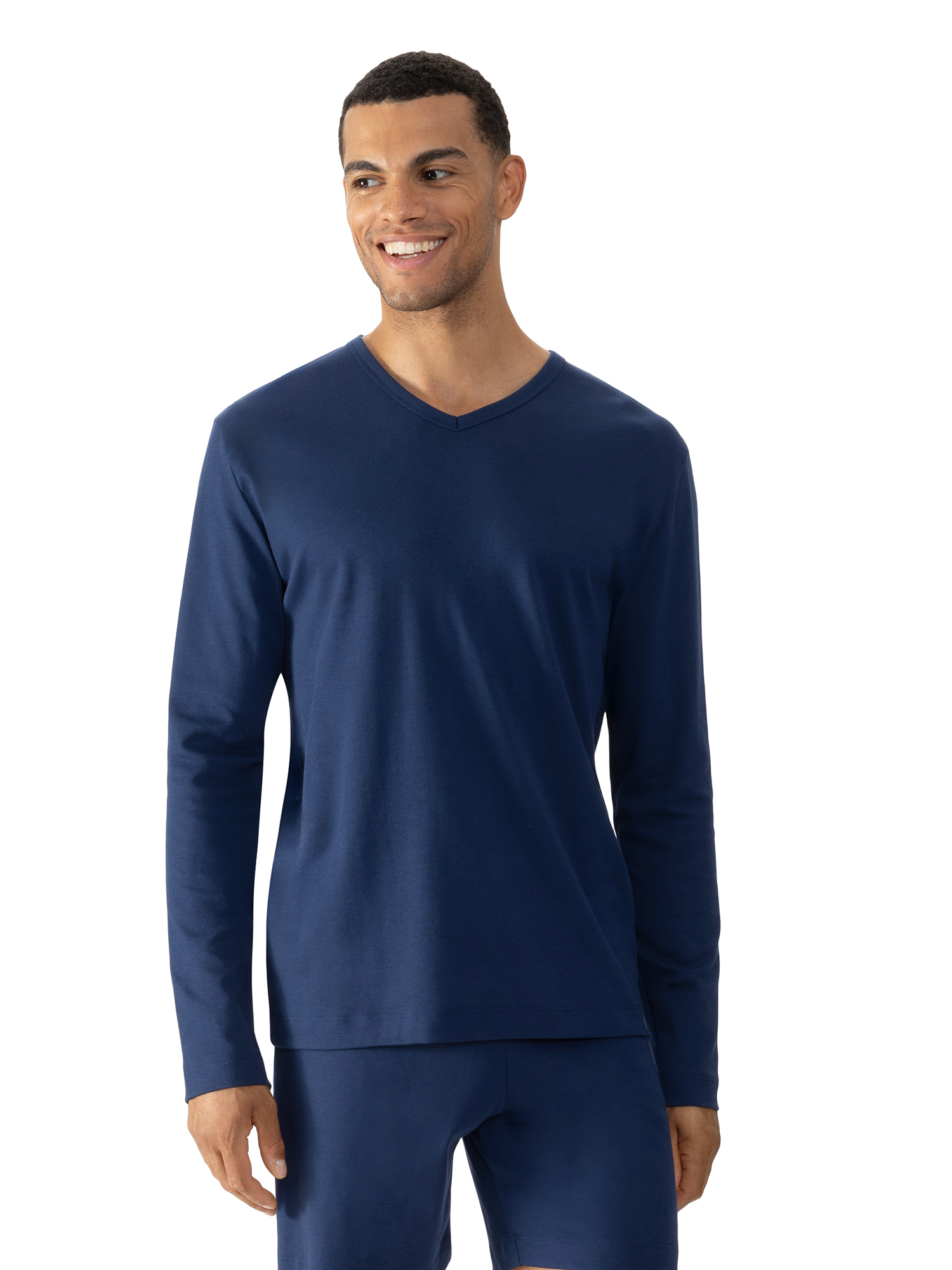 Herren Nightwear-Langarm-Shirt  aus reinem Baumwoll-Jersey