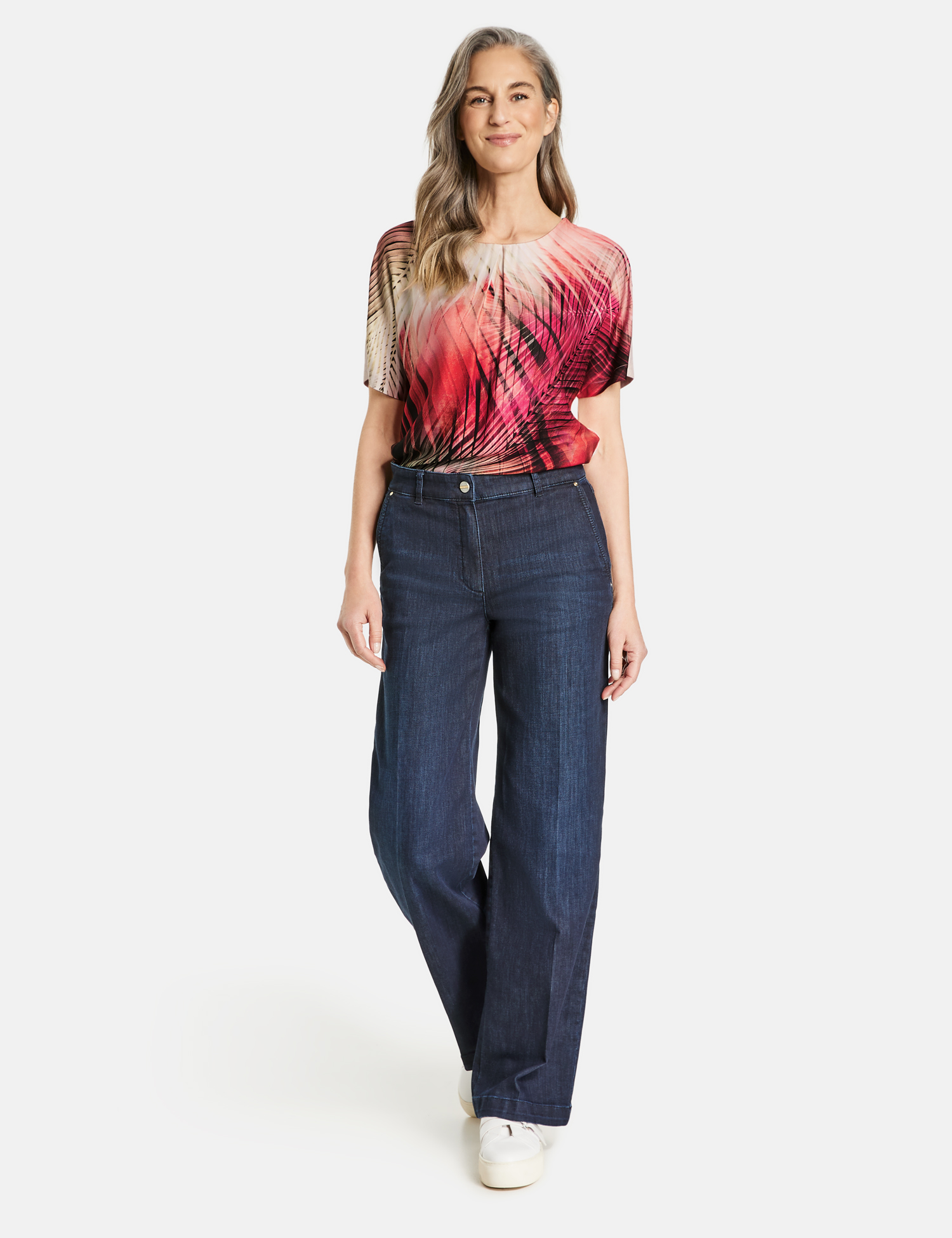 modische Damen-Jeans im Marlene-Style aus Baumwoll-Mix