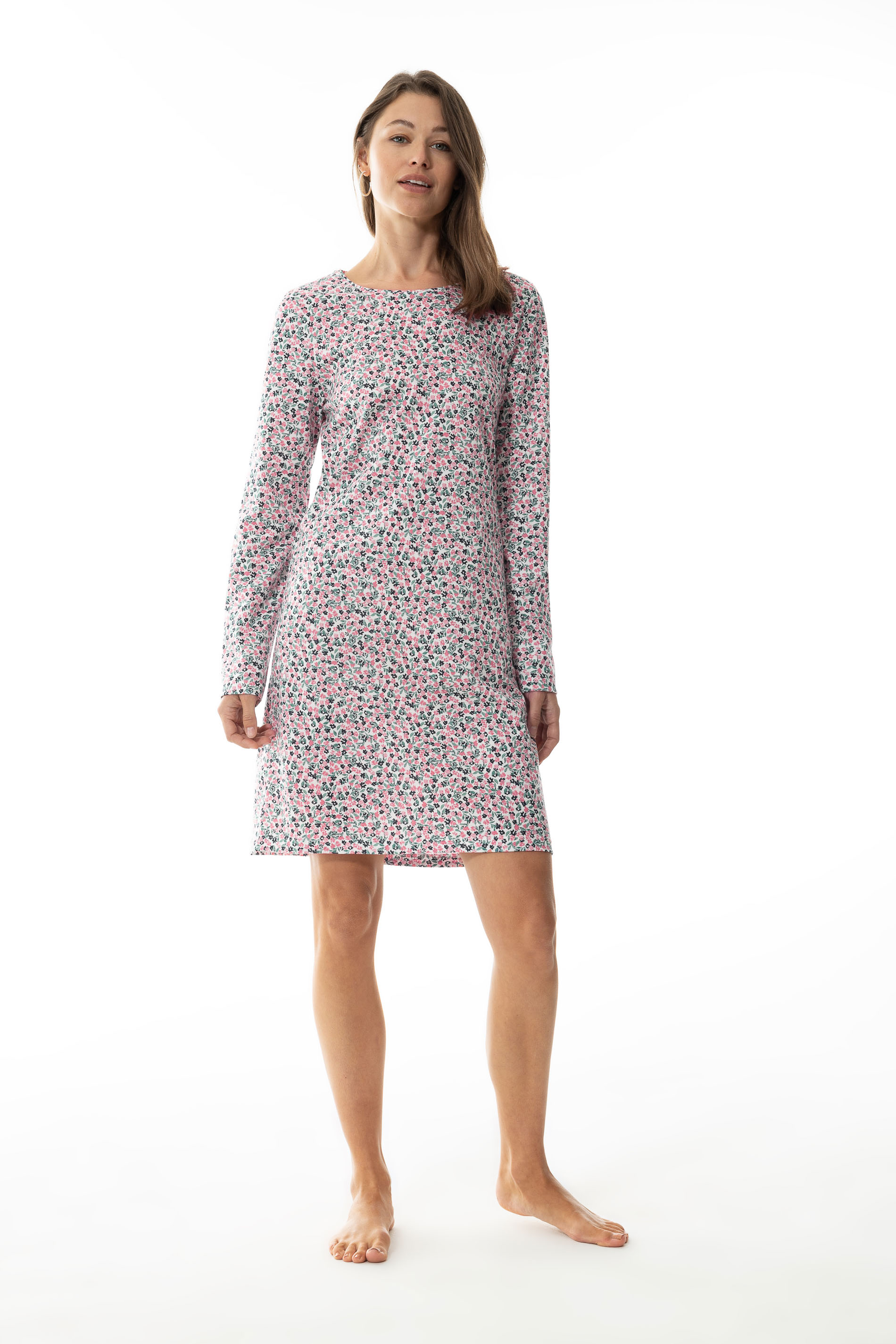 Sleepshirt mit Streublümchen-Muster aus reiner Baumwoll-Jersey