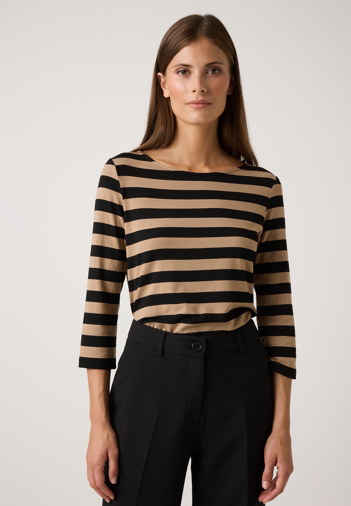 3/4-Arm-Shirt mit Blockringel aus Viskose-Jersey