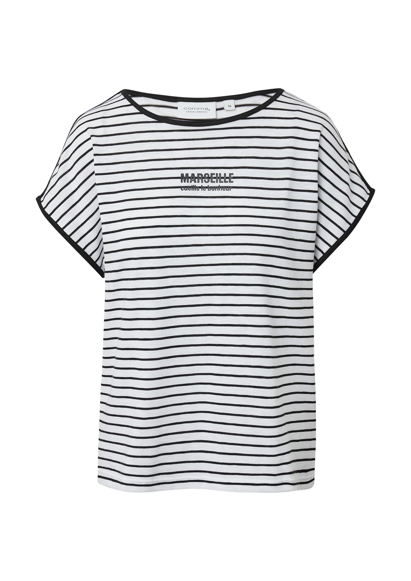 lässiges Ringel-T-Shirt aus Baumwoll-Mix mit platziertem Wording-Print